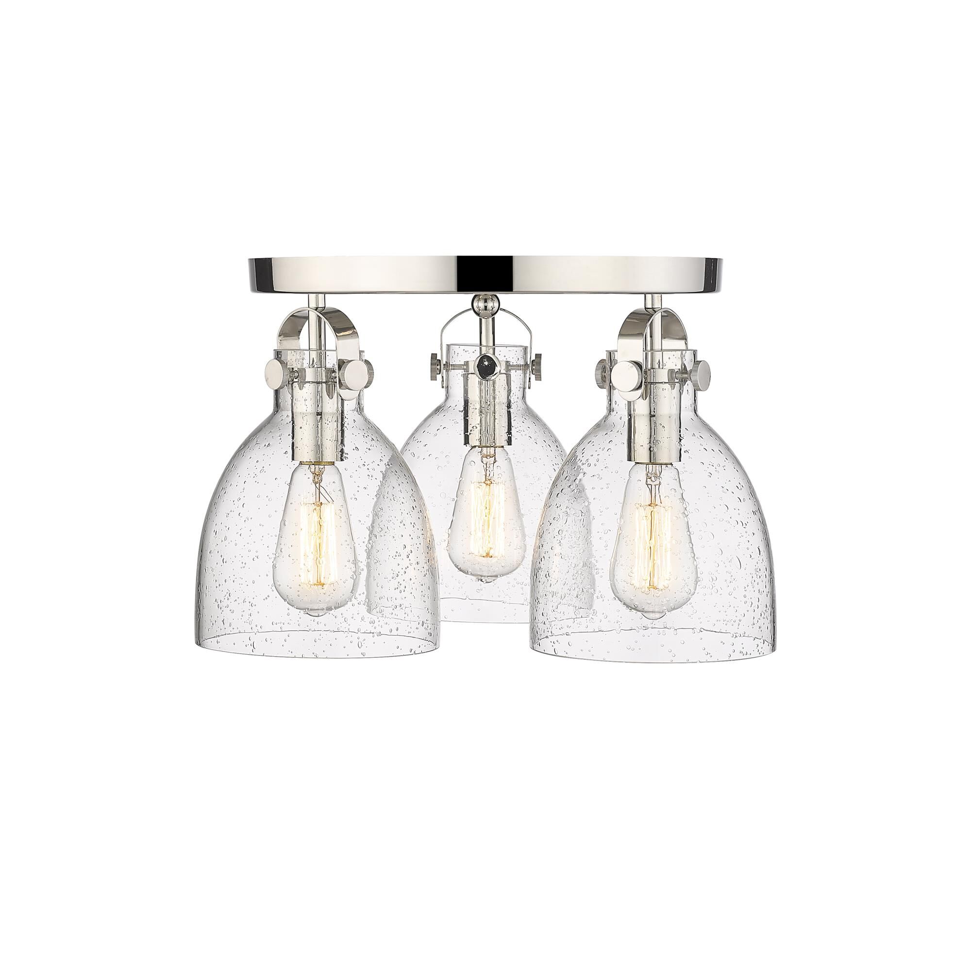 Shown in Polished Nickel finish and Seedy glass