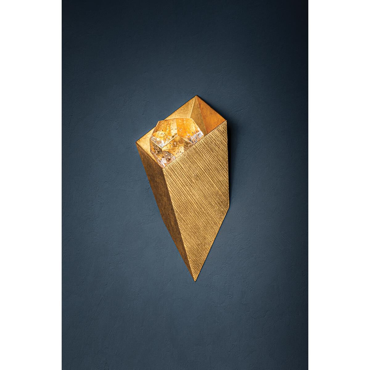 Shown in Vintage Gold Leaf finish and Crystal glass