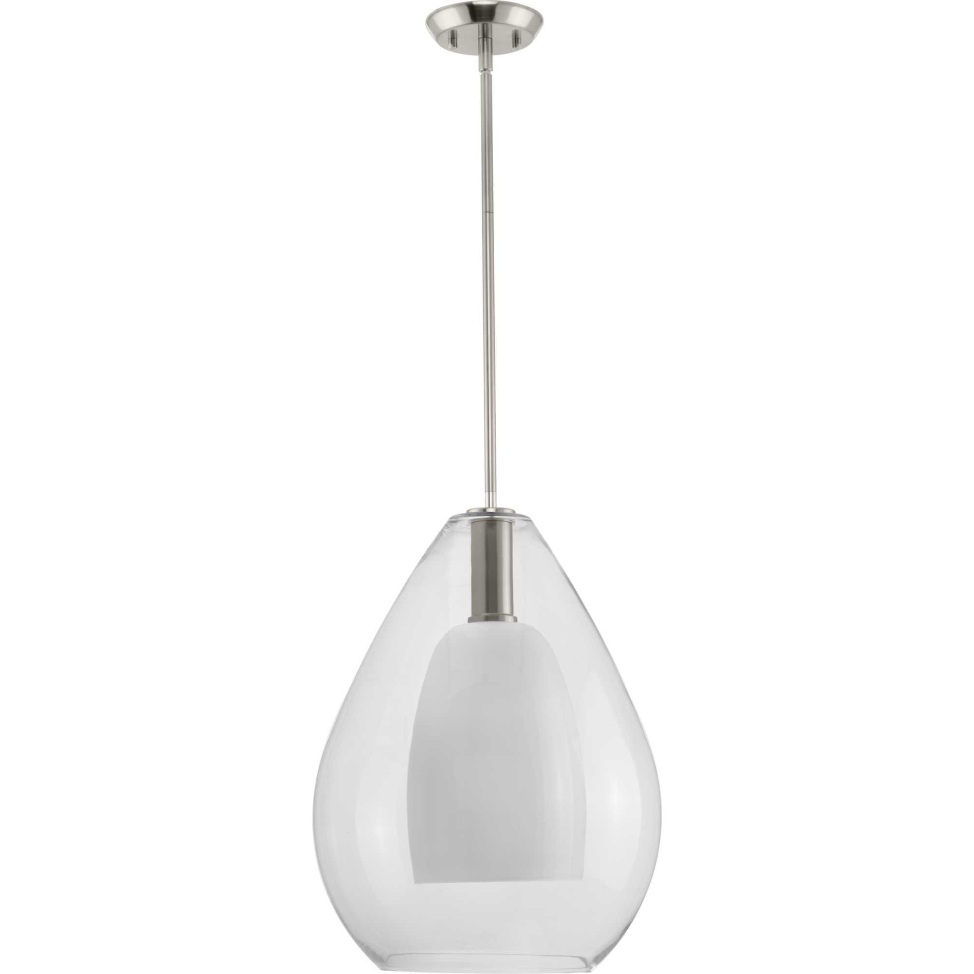 Shown in Brushed Nickel finish and Clear glass