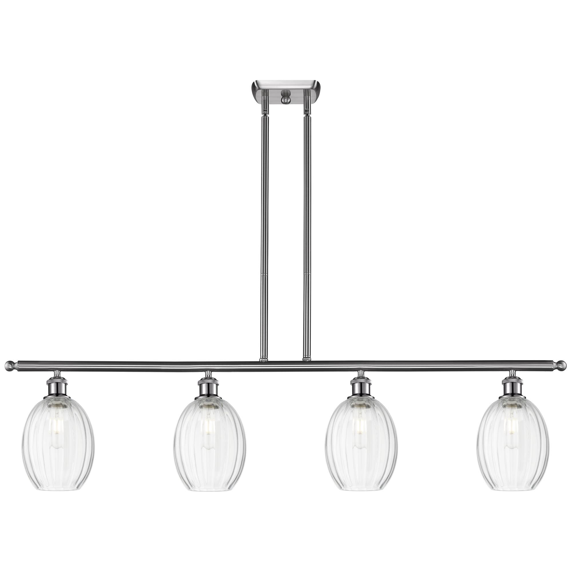 Shown in Brushed Satin Nickel finish and Clear glass