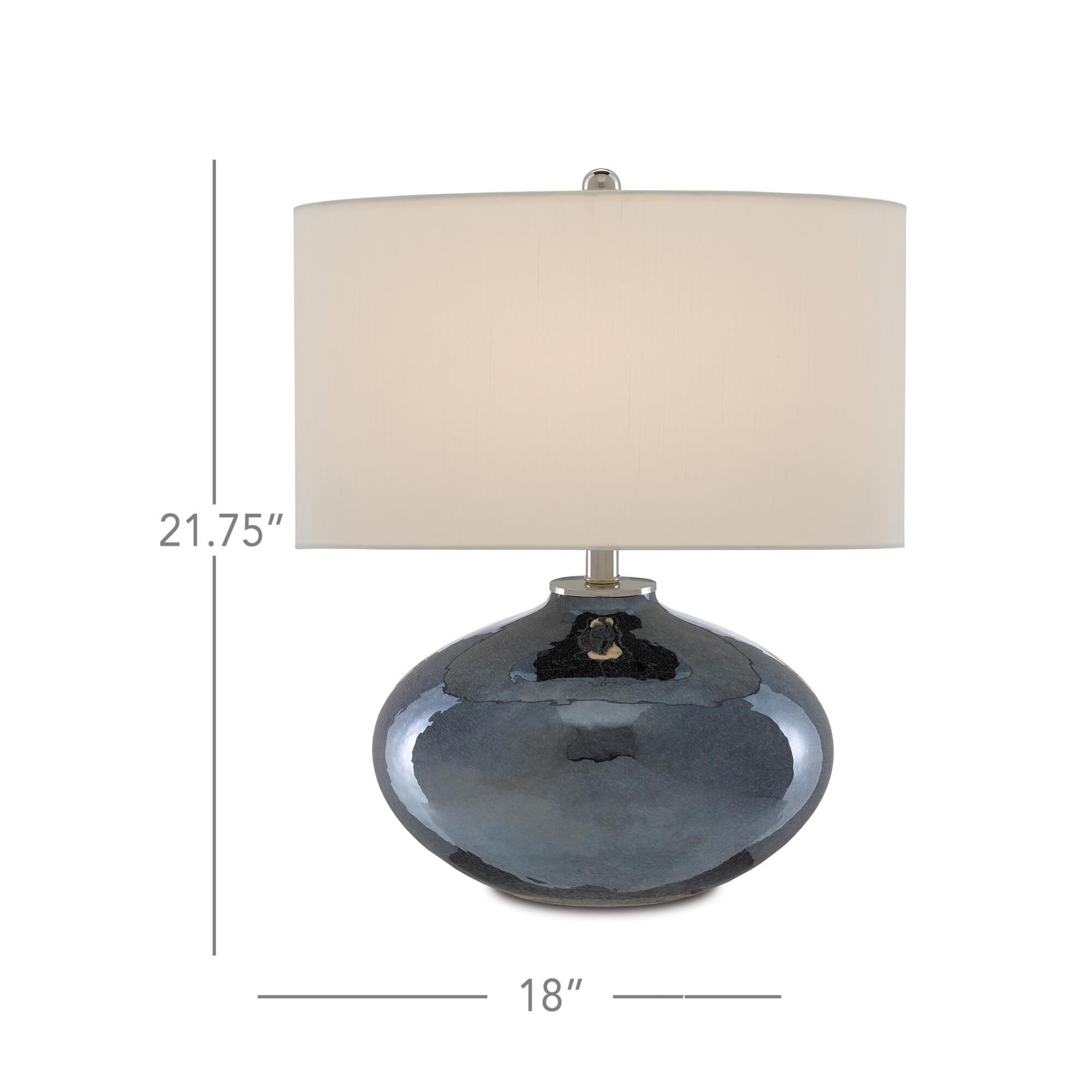 Shown in Blue Plated - Polished Nickel finish and Off White Shantung shade