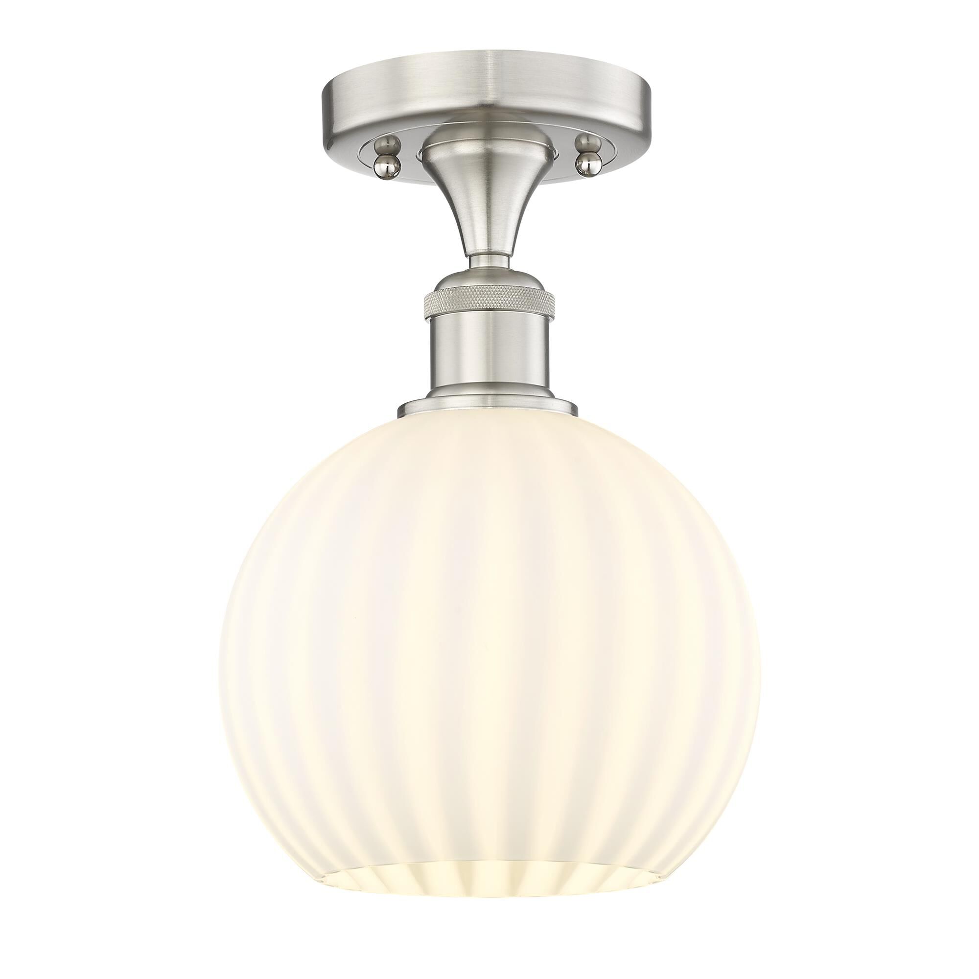Shown in Brushed Satin Nickel finish and White Venetian glass