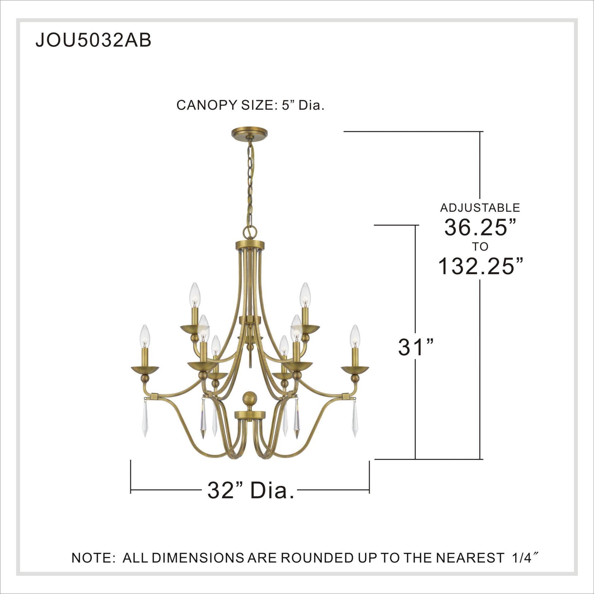 32 Inch 9 Light Chandelier by Quoizel