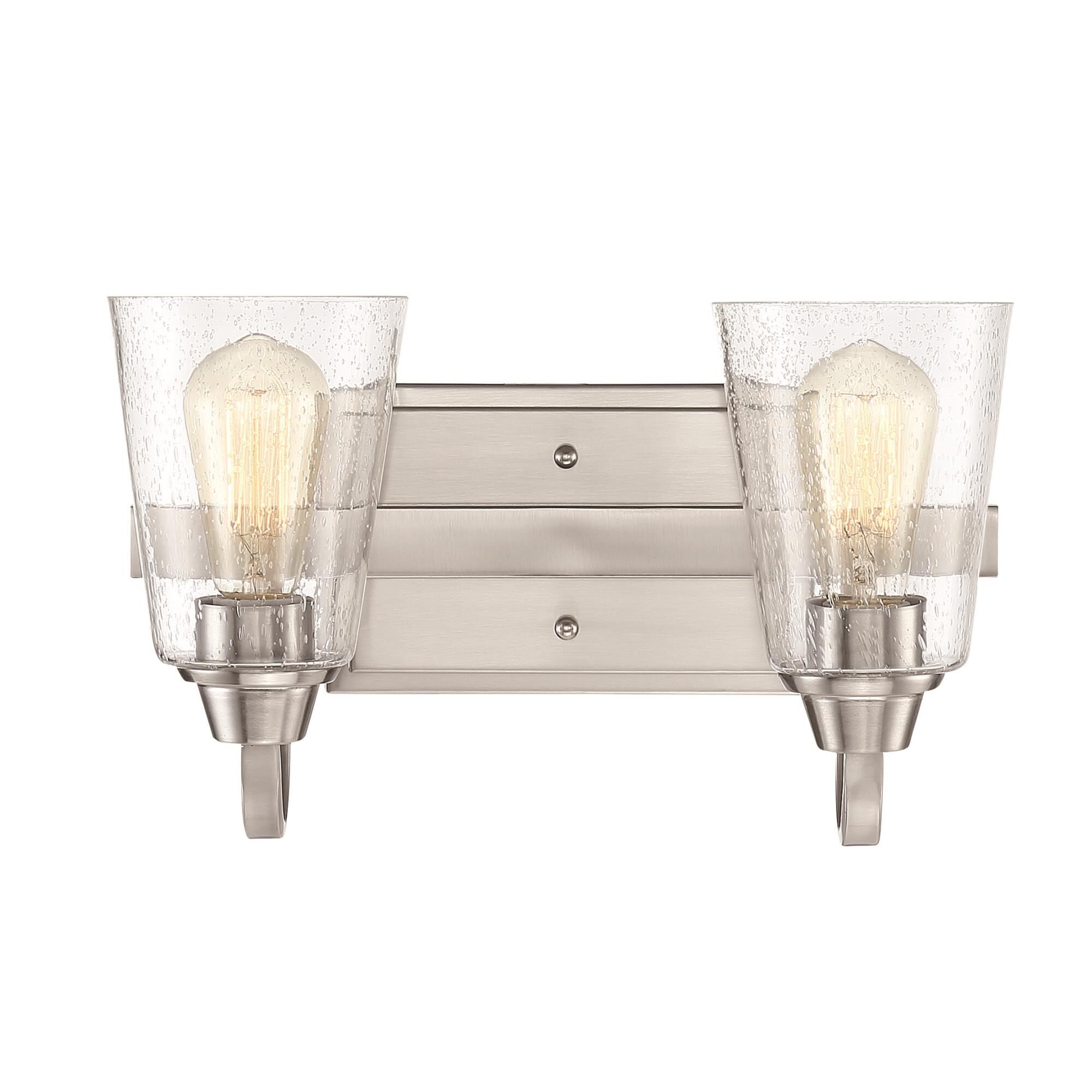 Shown in Brushed Polished Nickel finish and Clear Seeded glass and Glass shade