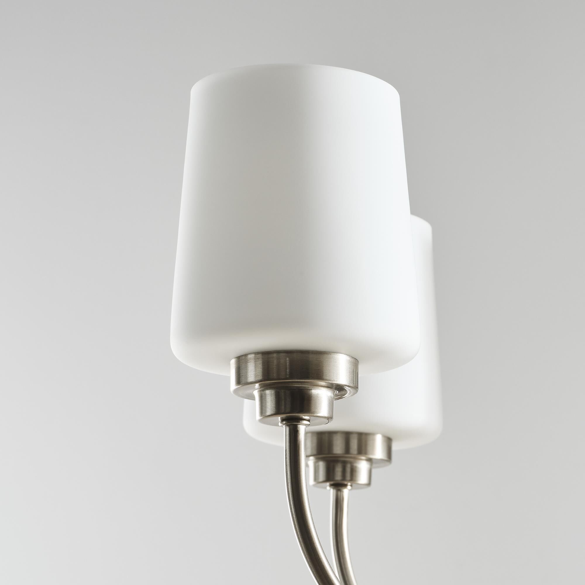 Shown in Brushed Nickel finish and Etched with White Inside glass