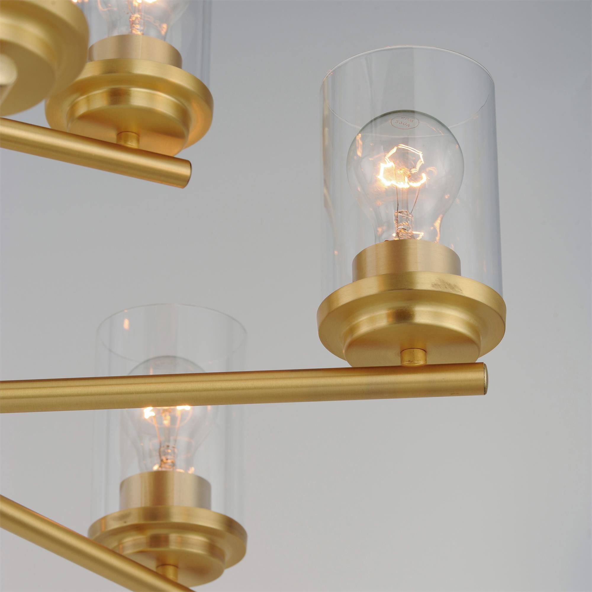 Shown in Satin Brass finish and Clear glass