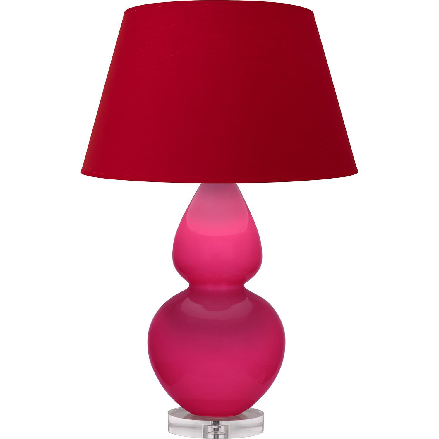 Shown in Razzle Rose finish and Rose Red with Ink Black Lining shade and Lucite accent