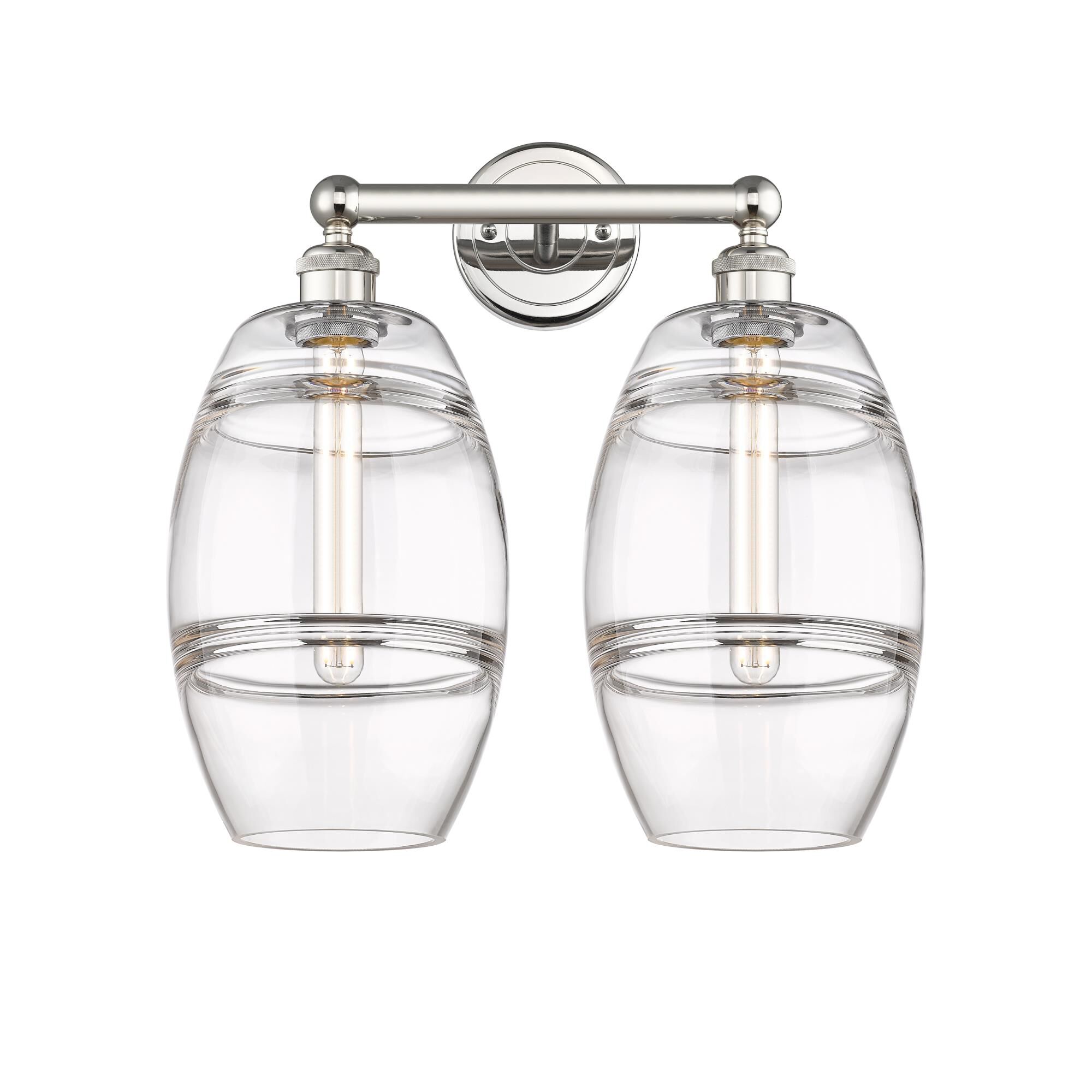 Shown in Polished Nickel finish and Clear glass