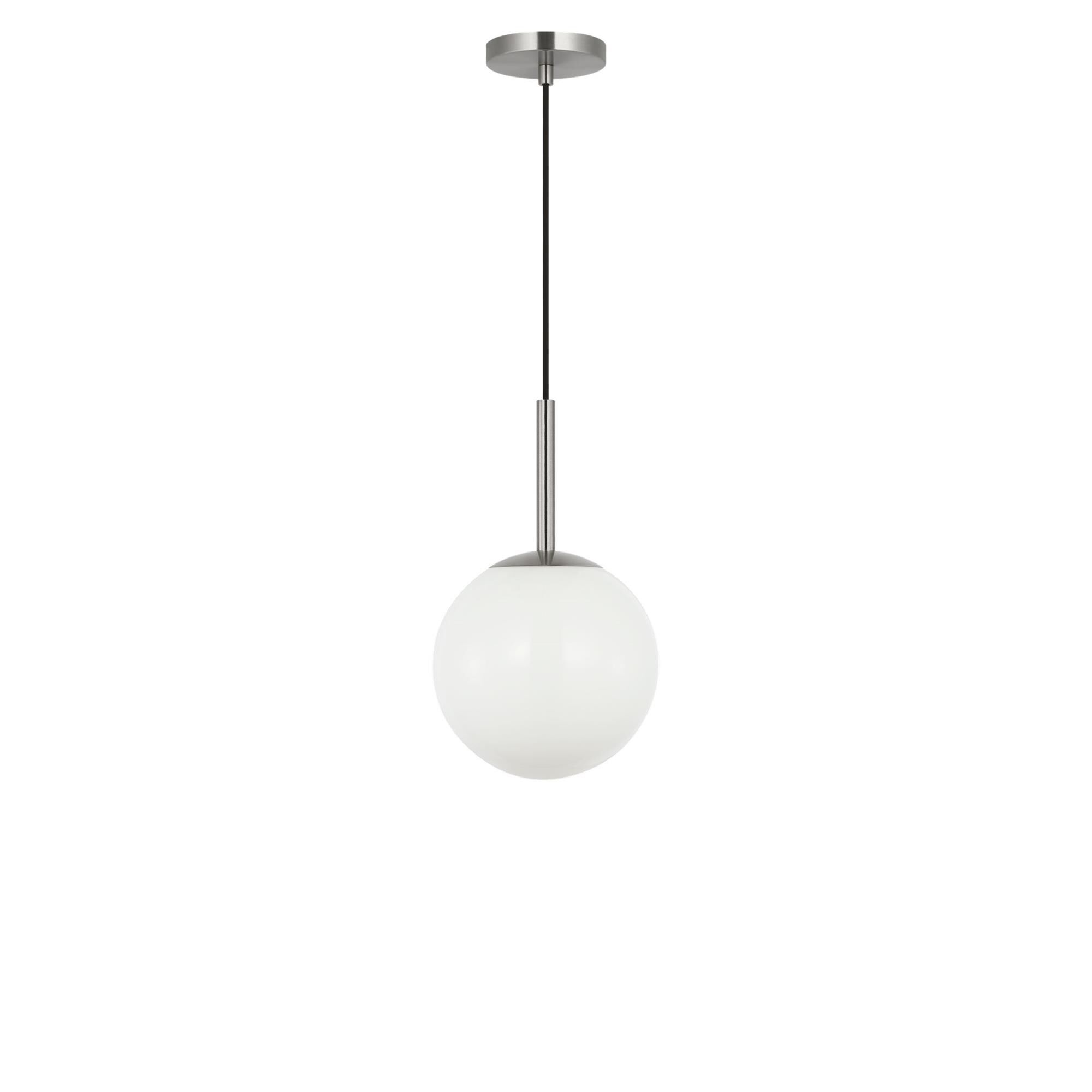 Shown in Brushed Nickel finish and Clear White glass