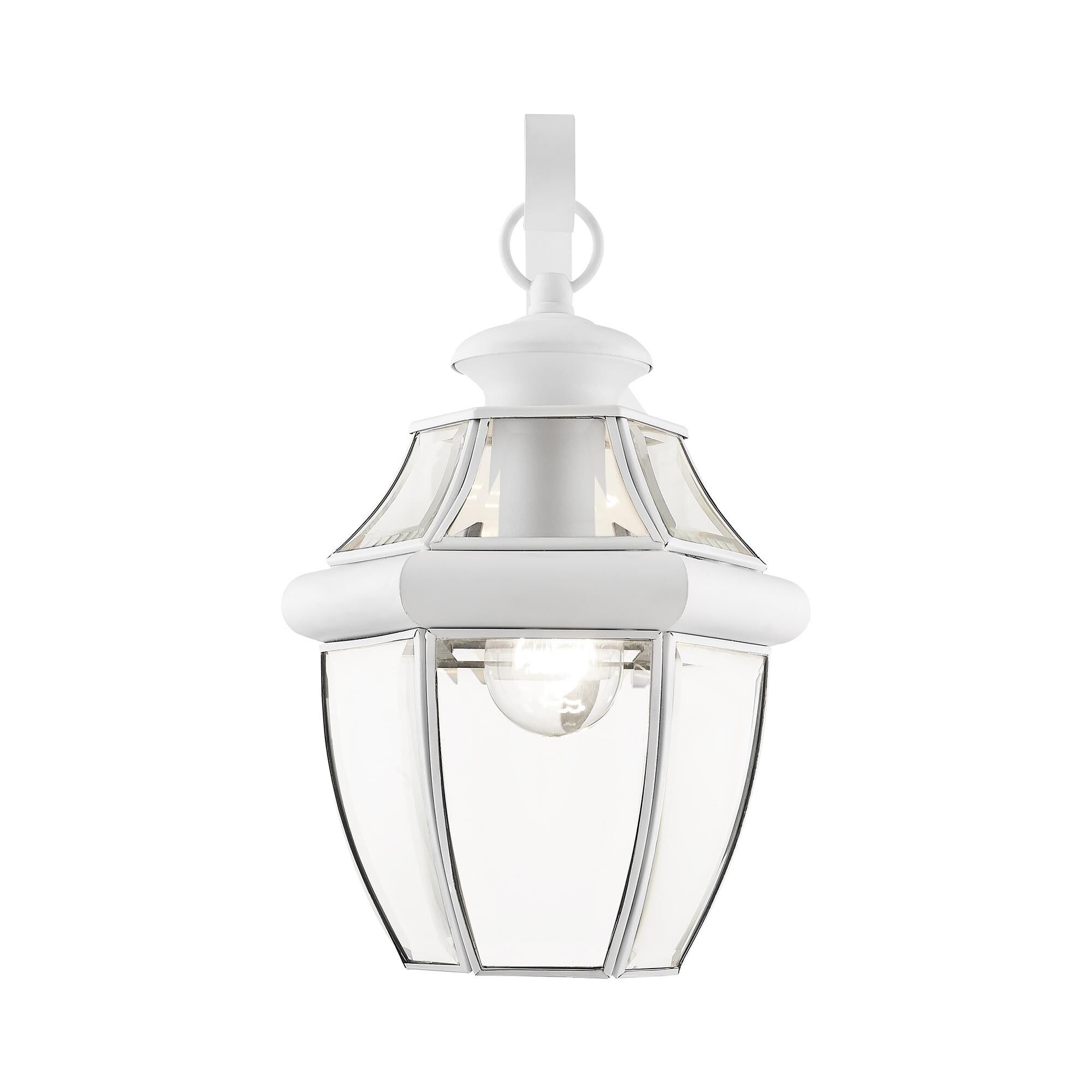 Shown in White finish and Clear Beveled glass