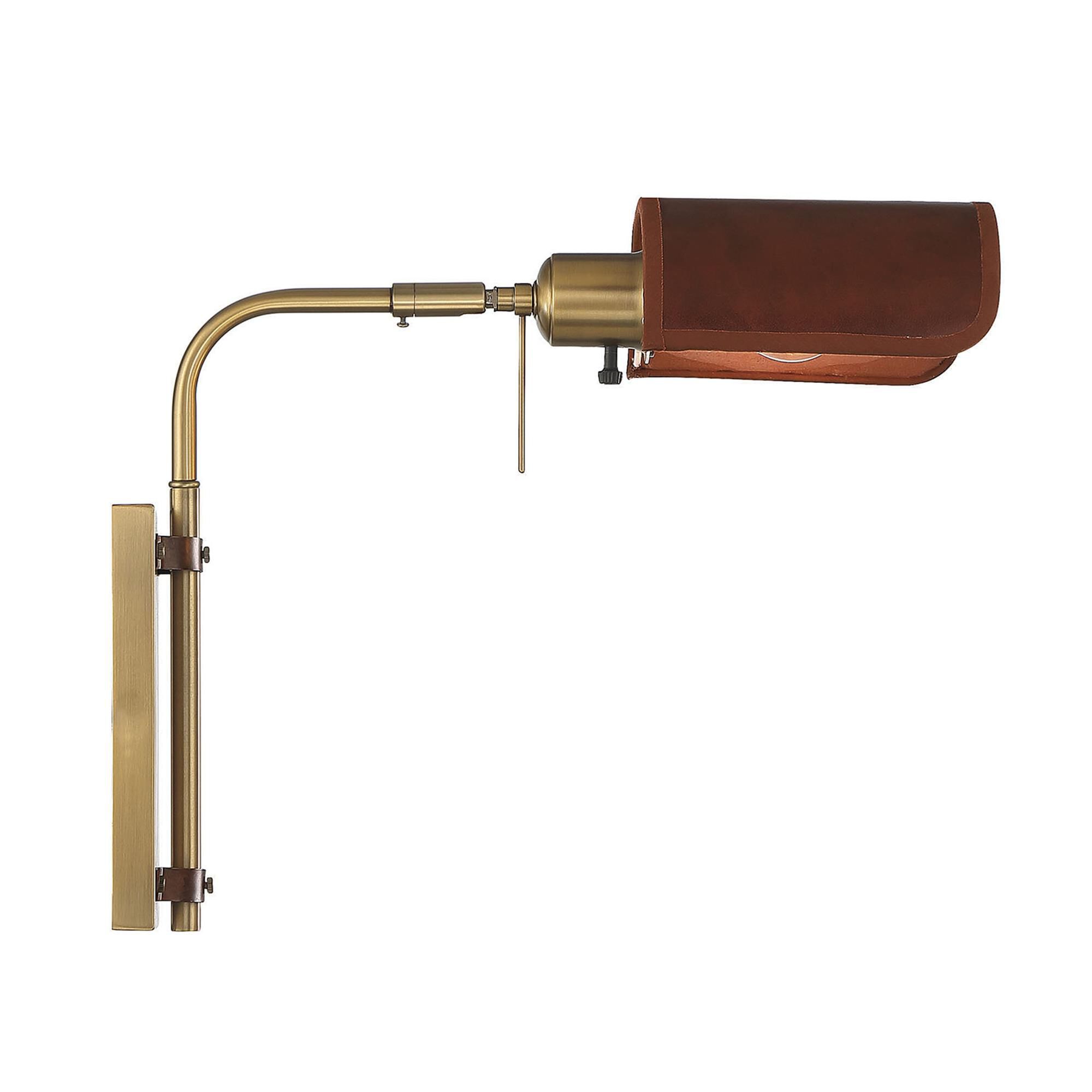 Shown in Natural Brass finish and Leather shade