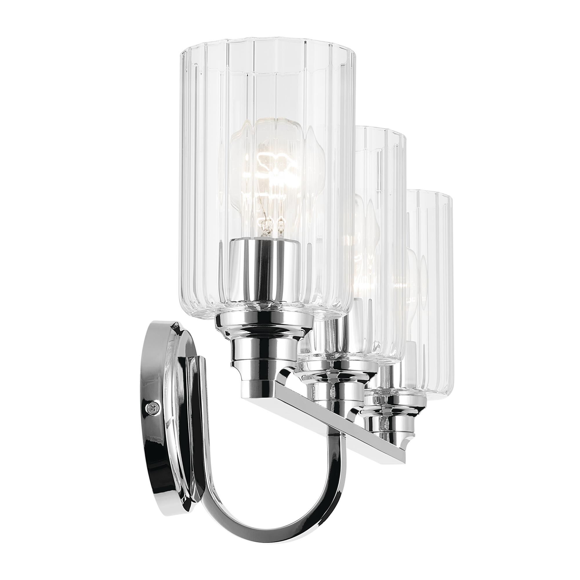 Shown in Chrome finish and Clear Fluted glass