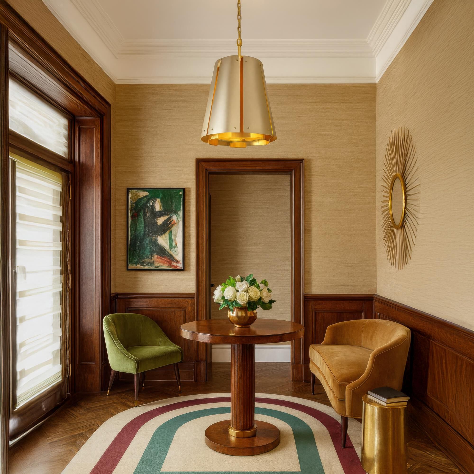 Shown in Gold and Brass finish and Gold shade