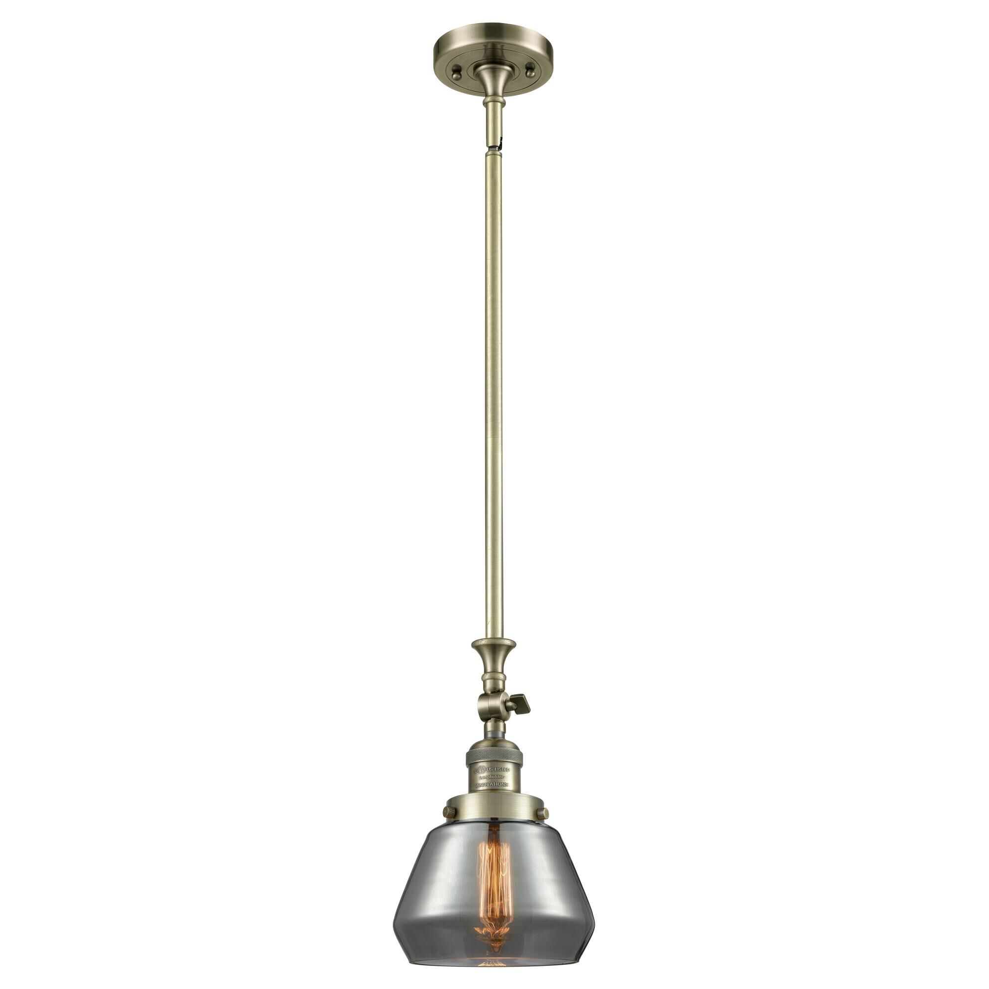 Shown in Antique Brass finish and Plated Smoked glass