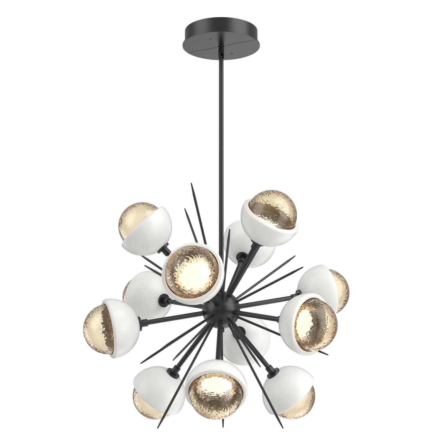Shown in Matte Black finish and Amber glass and Salt White accent
