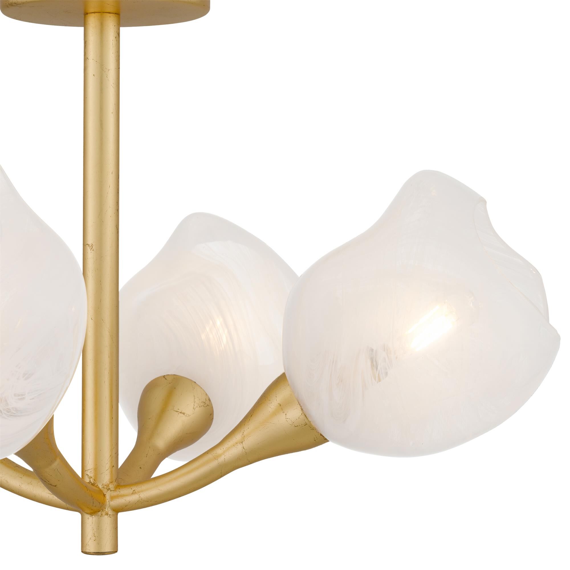 Shown in Gold Leaf finish and Clear Alabaster Glass shade