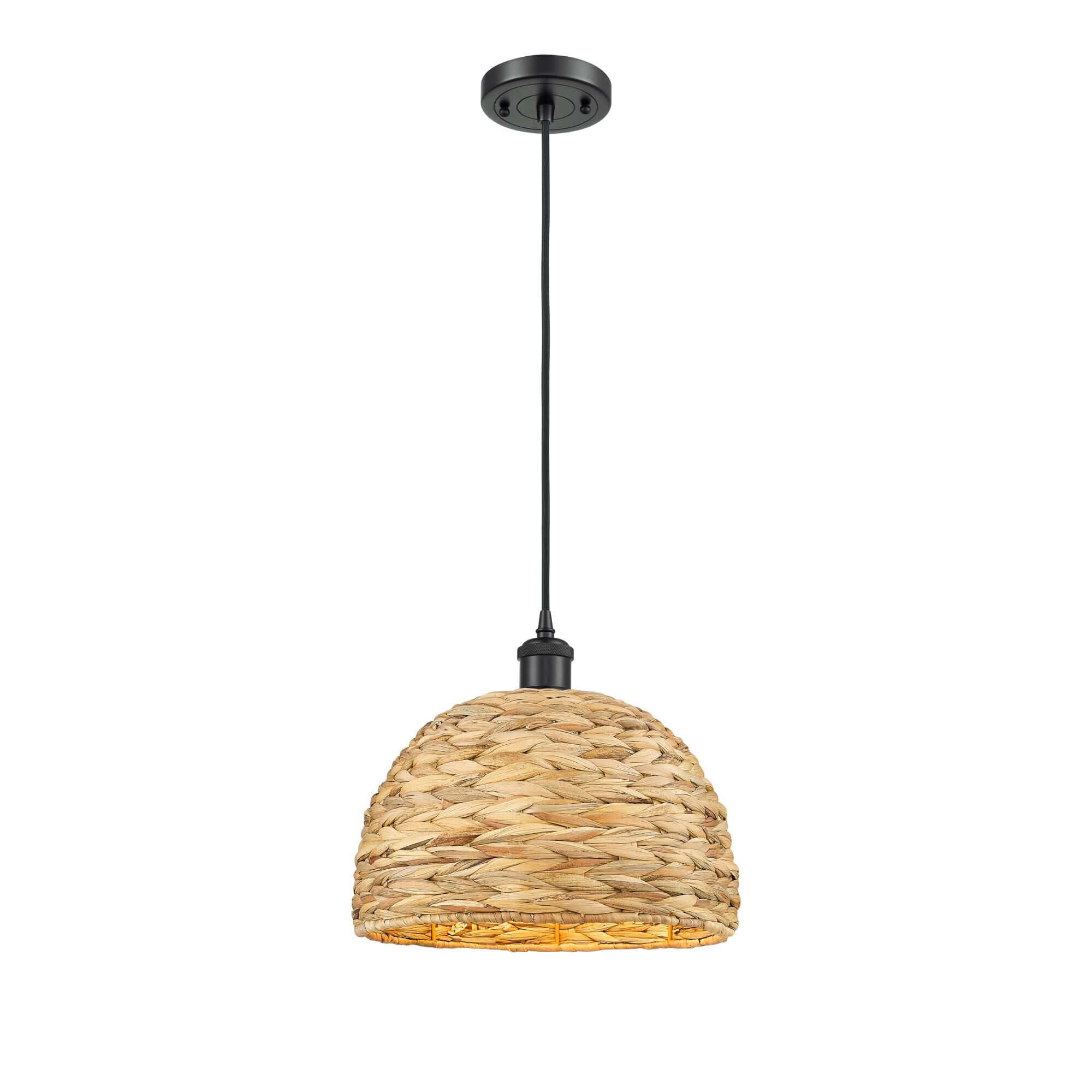 Bruno Marashlian Woven Rattan 12 Inch Mini Pendant by Innovations Lighting