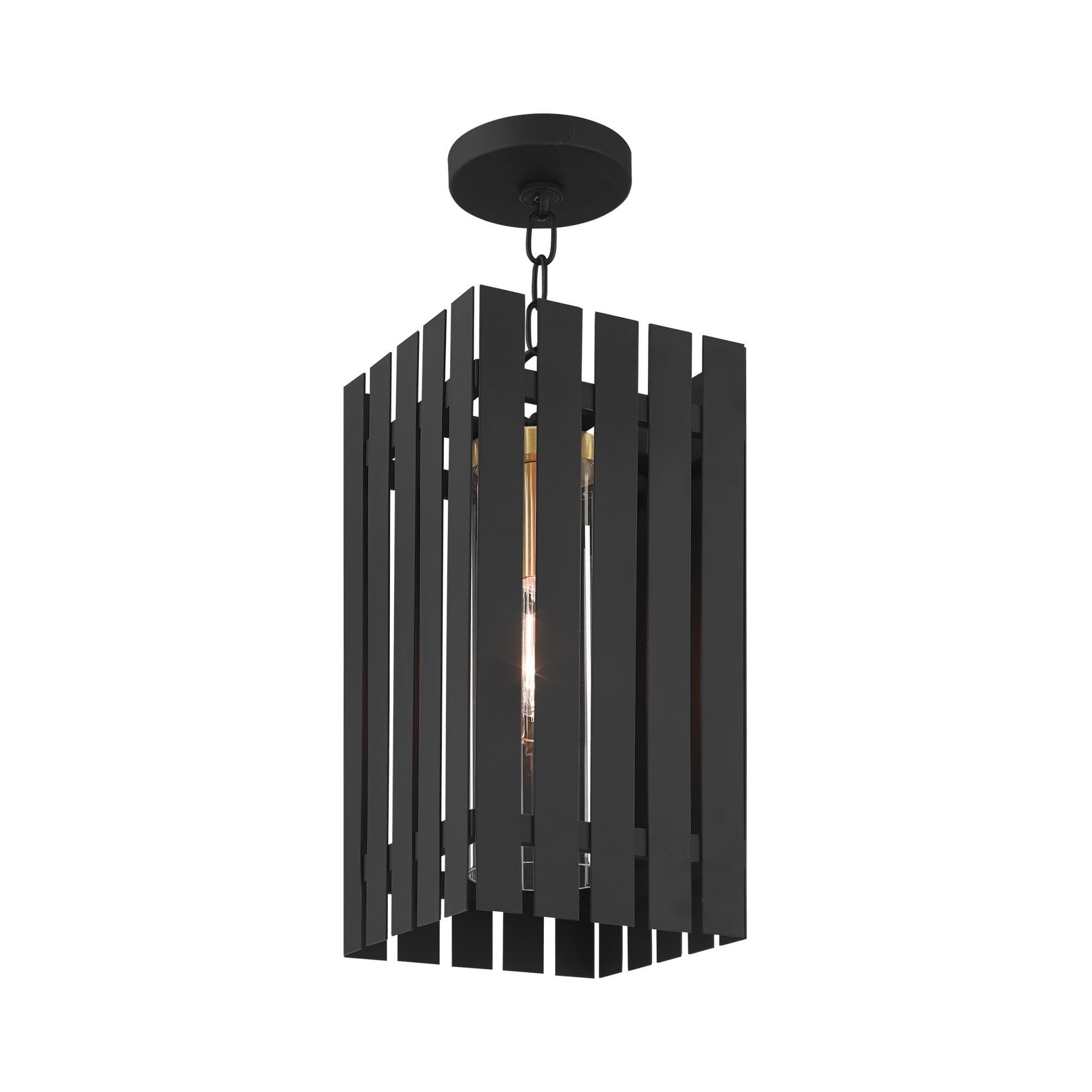 Shown in Black With Satin Brass Accents finish and Clear glass and Clear Glass shade