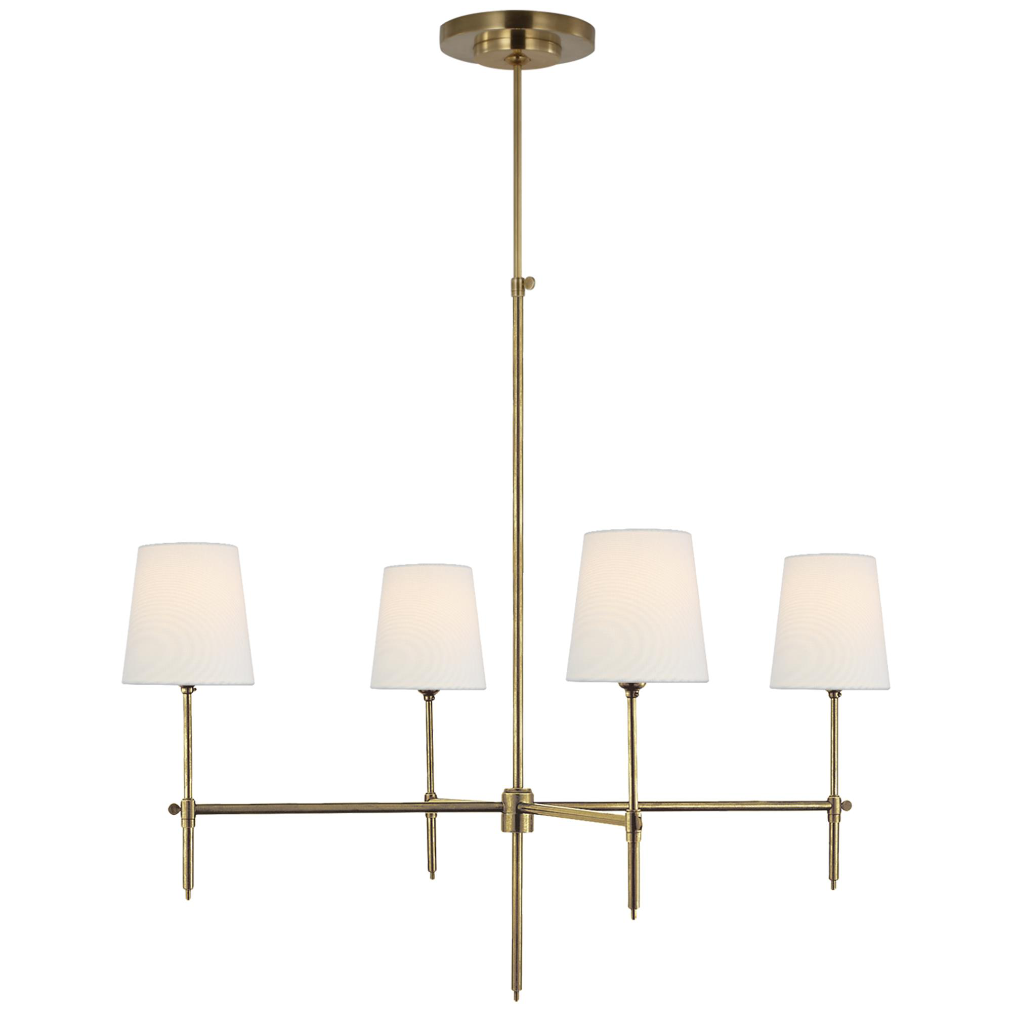Shown in Hand-Rubbed Antique Brass finish and Linen shade