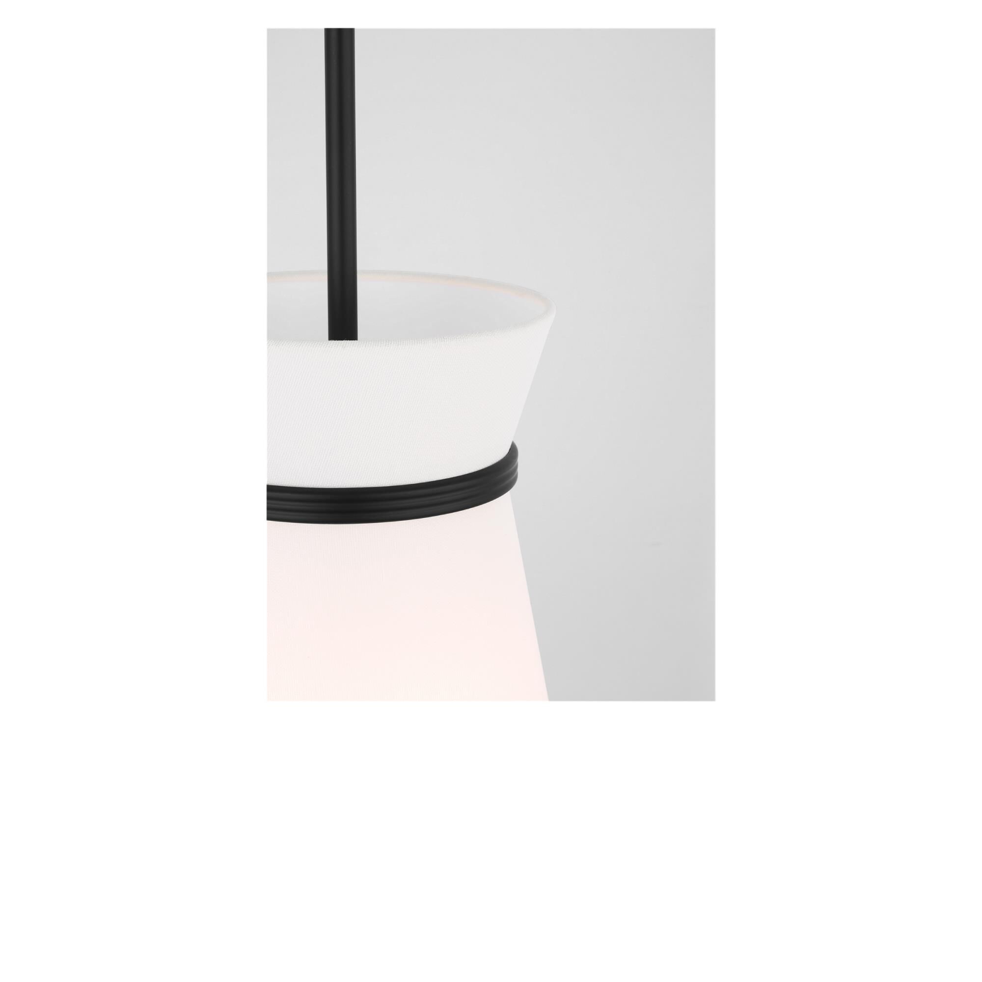 Shown in Midnight Black finish and White Linen shade