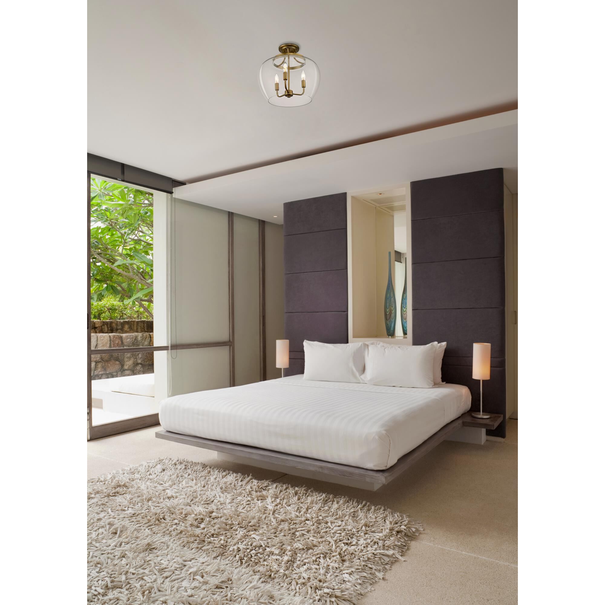 Shown in Olde Brass finish and Glass shade