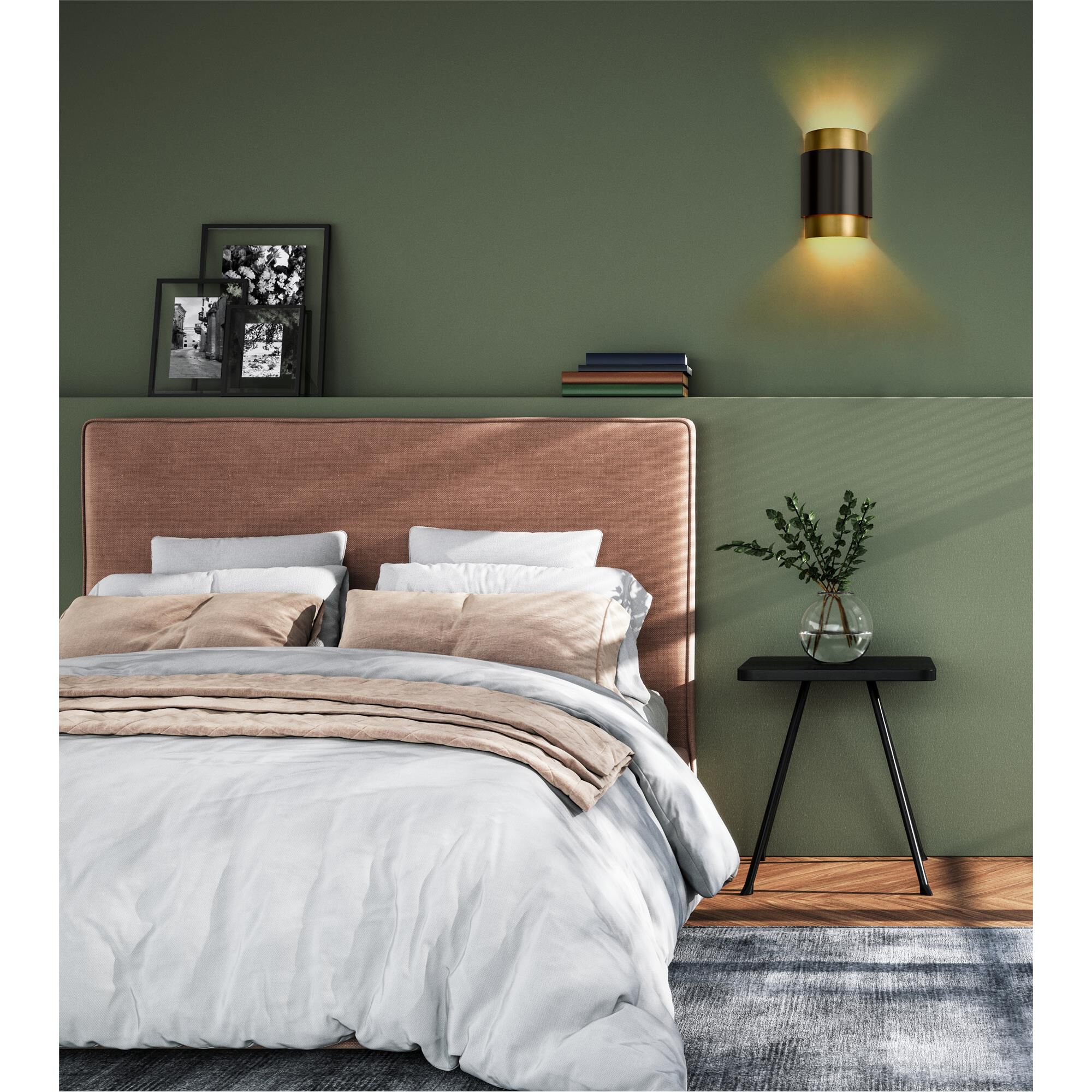 Shown in Bronze and Rubbed Brass finish and Steel shade