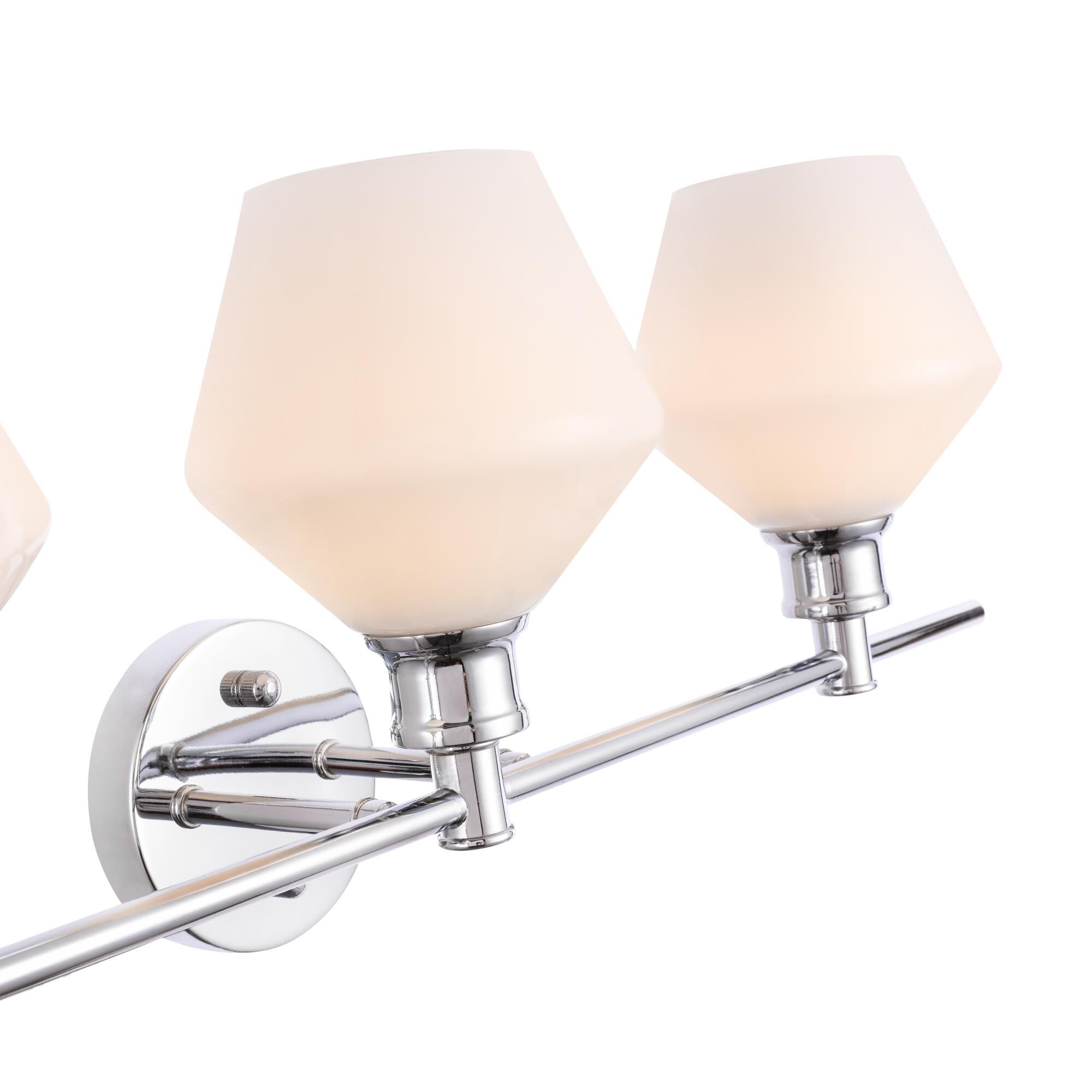 Shown in Chrome finish and Frosted White  glass