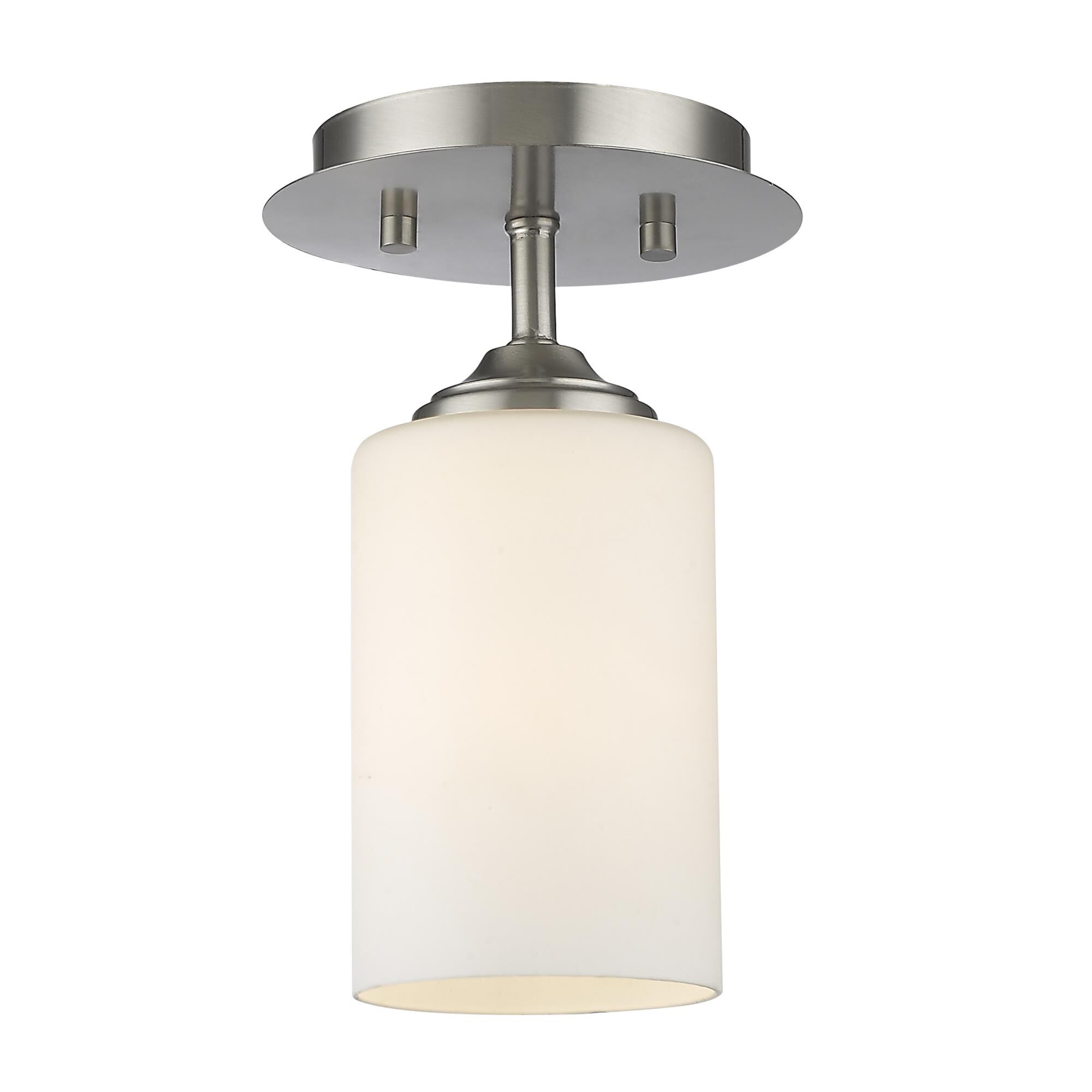 Shown in Brushed Nickel finish and Glass shade
