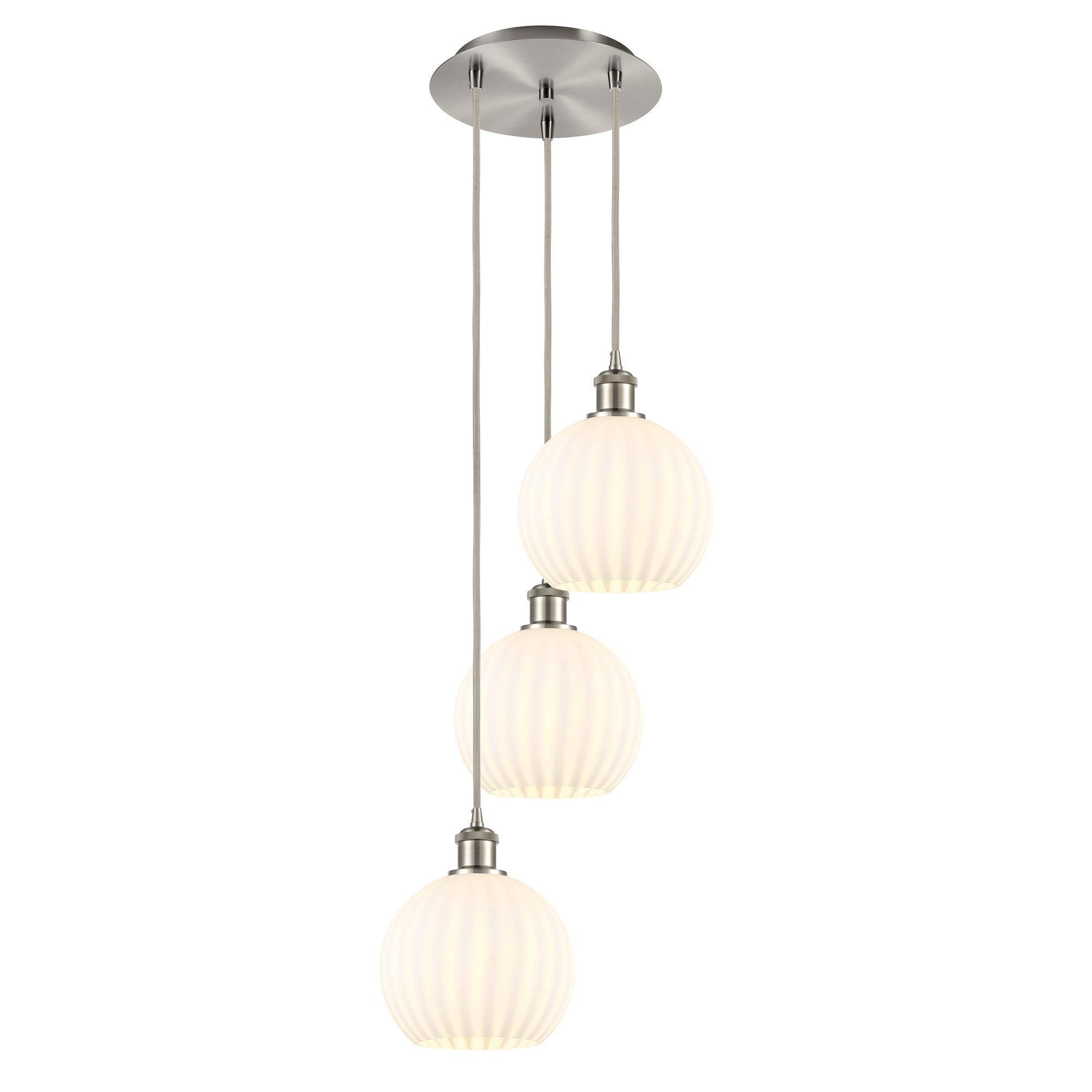 Shown in Brushed Satin Nickel finish and White Venetian glass