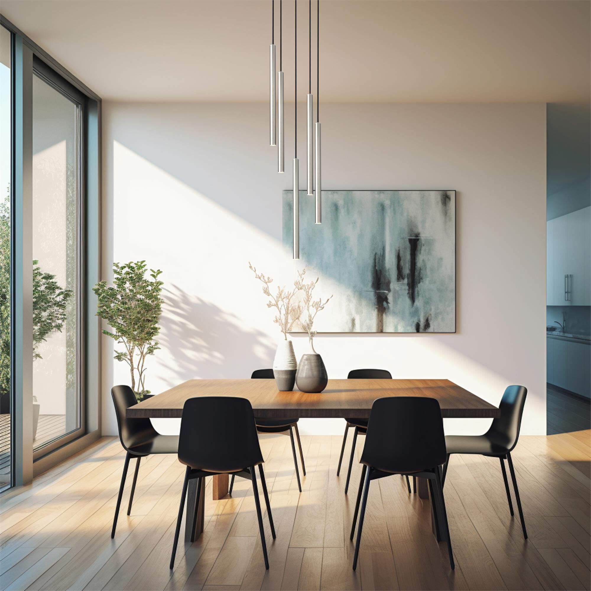 Shown in Brushed Nickel finish and Brushed Nickel glass and Brushed Nickel shade
