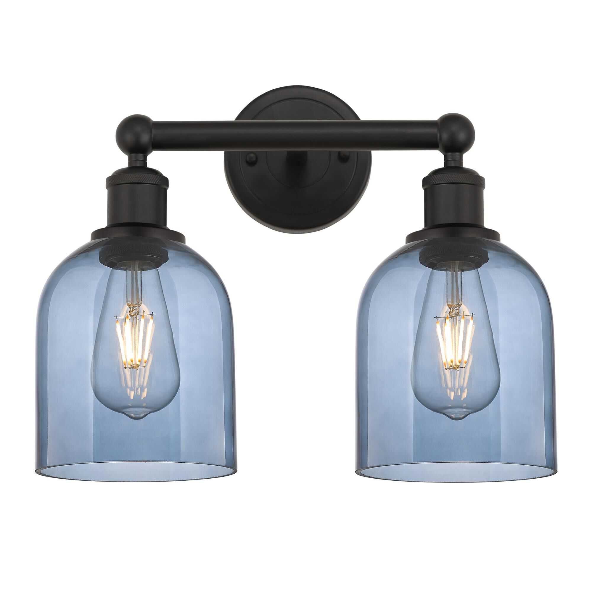 Shown in Oil Rubbed Bronze finish and Princess Blue glass
