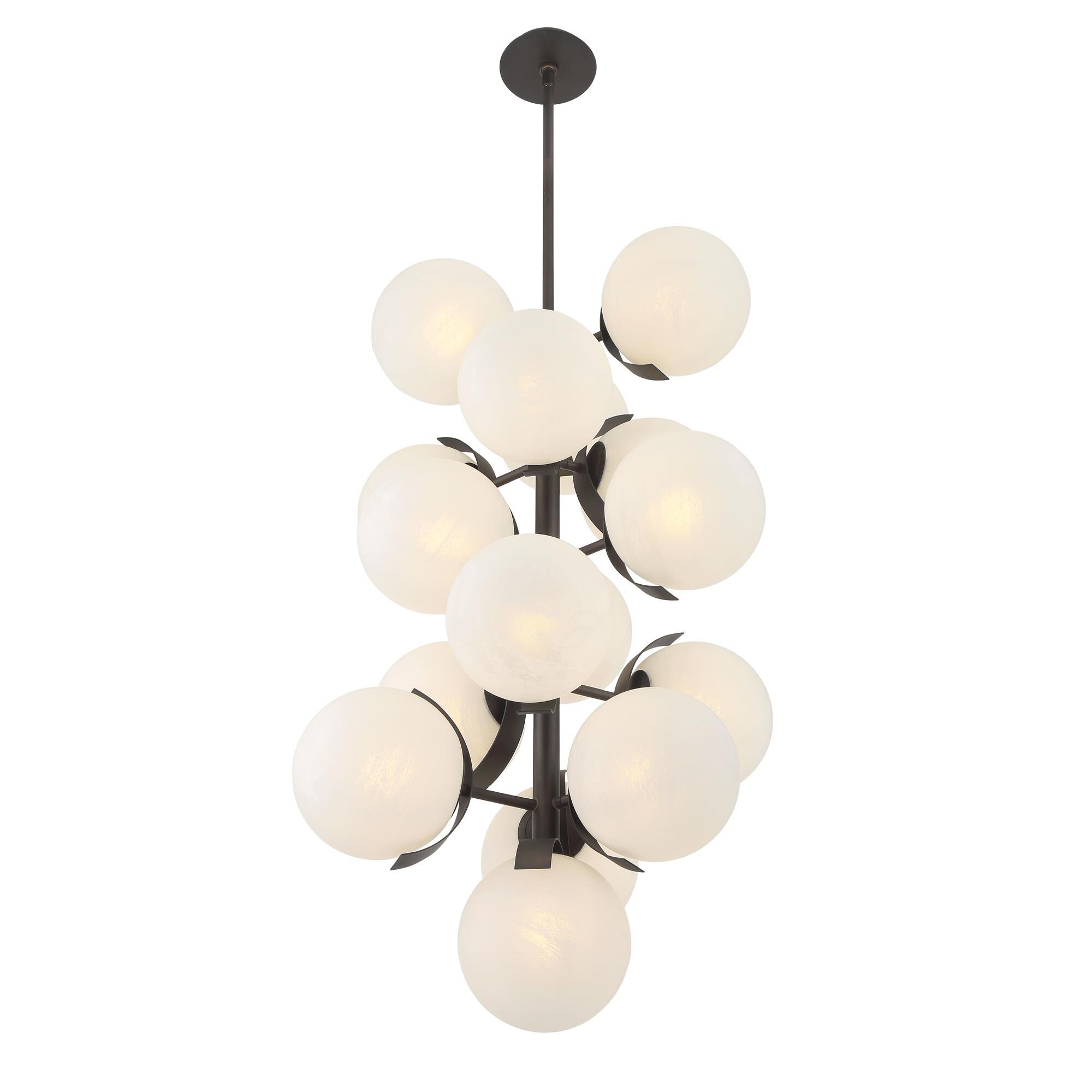 Shown in Dark Bronze finish and White Etched Alabaster glass