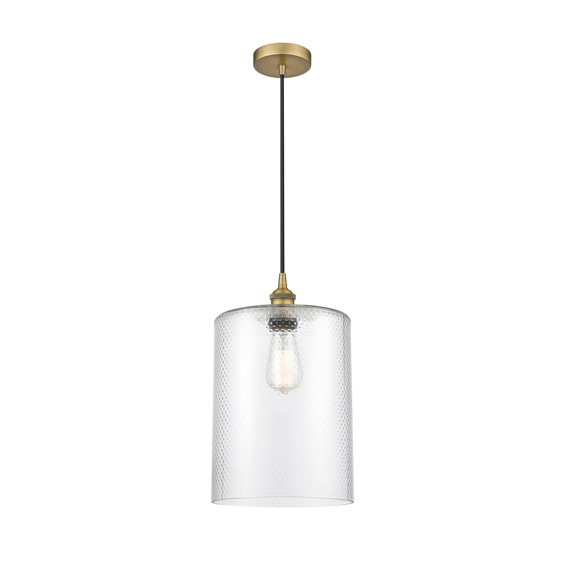 Shown in Brushed Brass finish and Clear glass