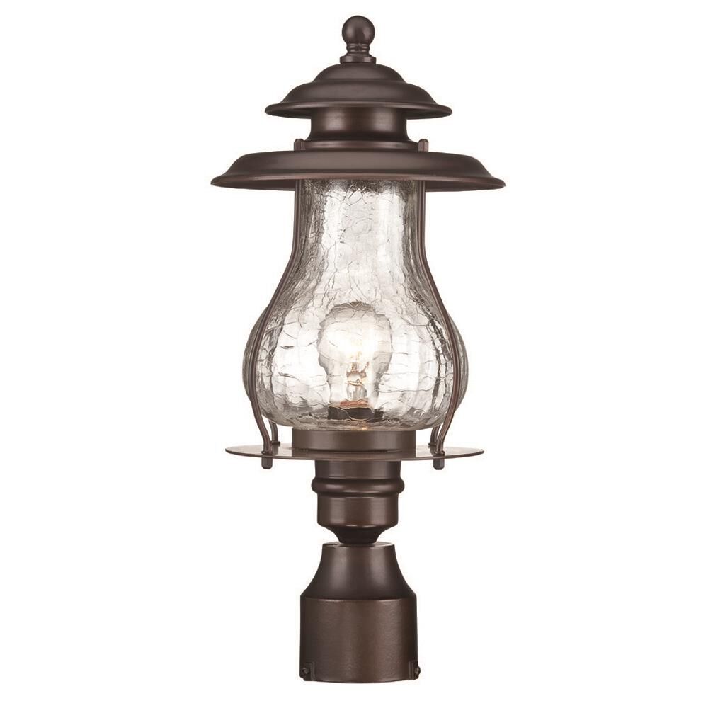 Shown in Architectural Bronze finish and Clear glass and Clear Crackled Glass Globe shade