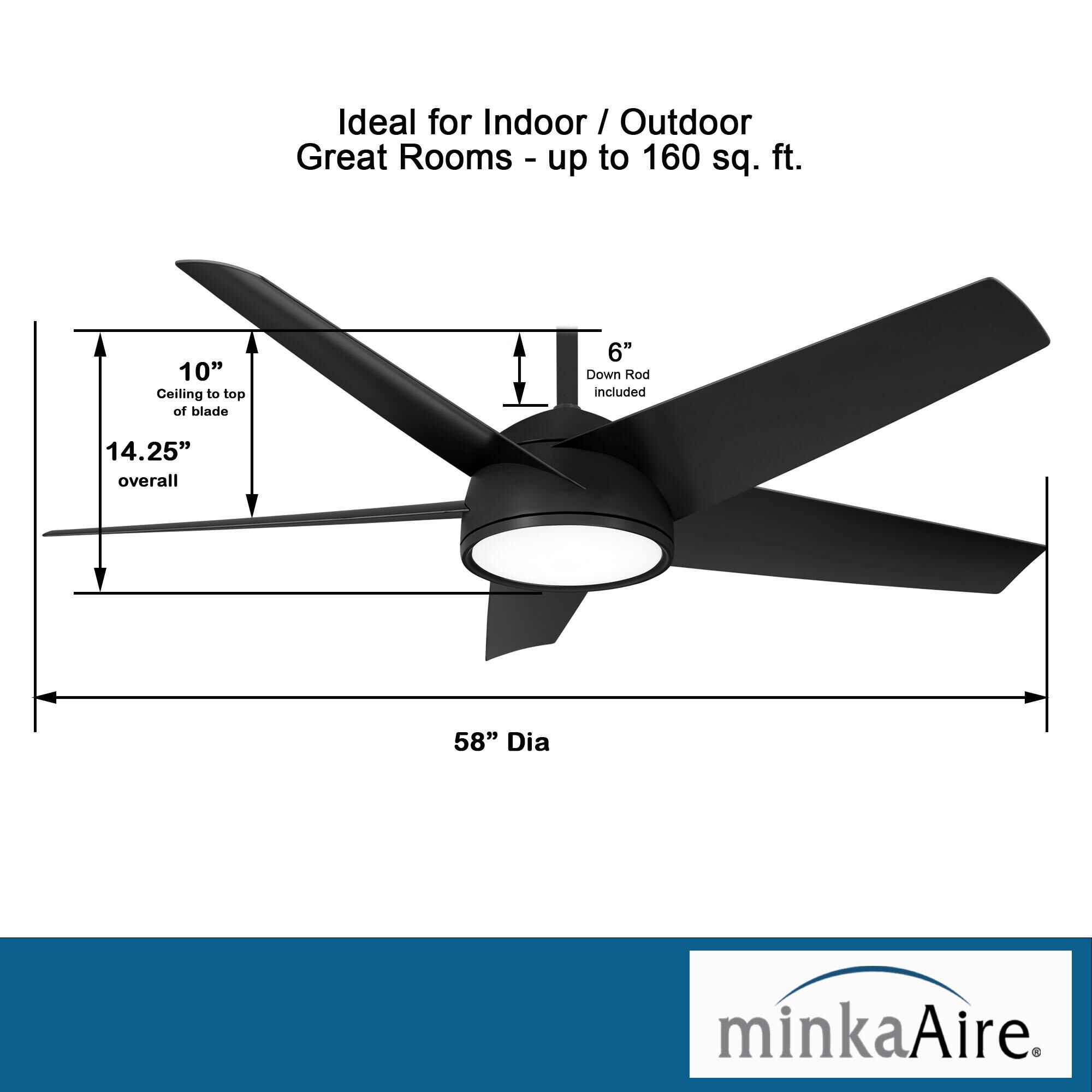 Chubby Outdoor Rated 58 Inch Ceiling Fan with Light Kit by Minka Aire