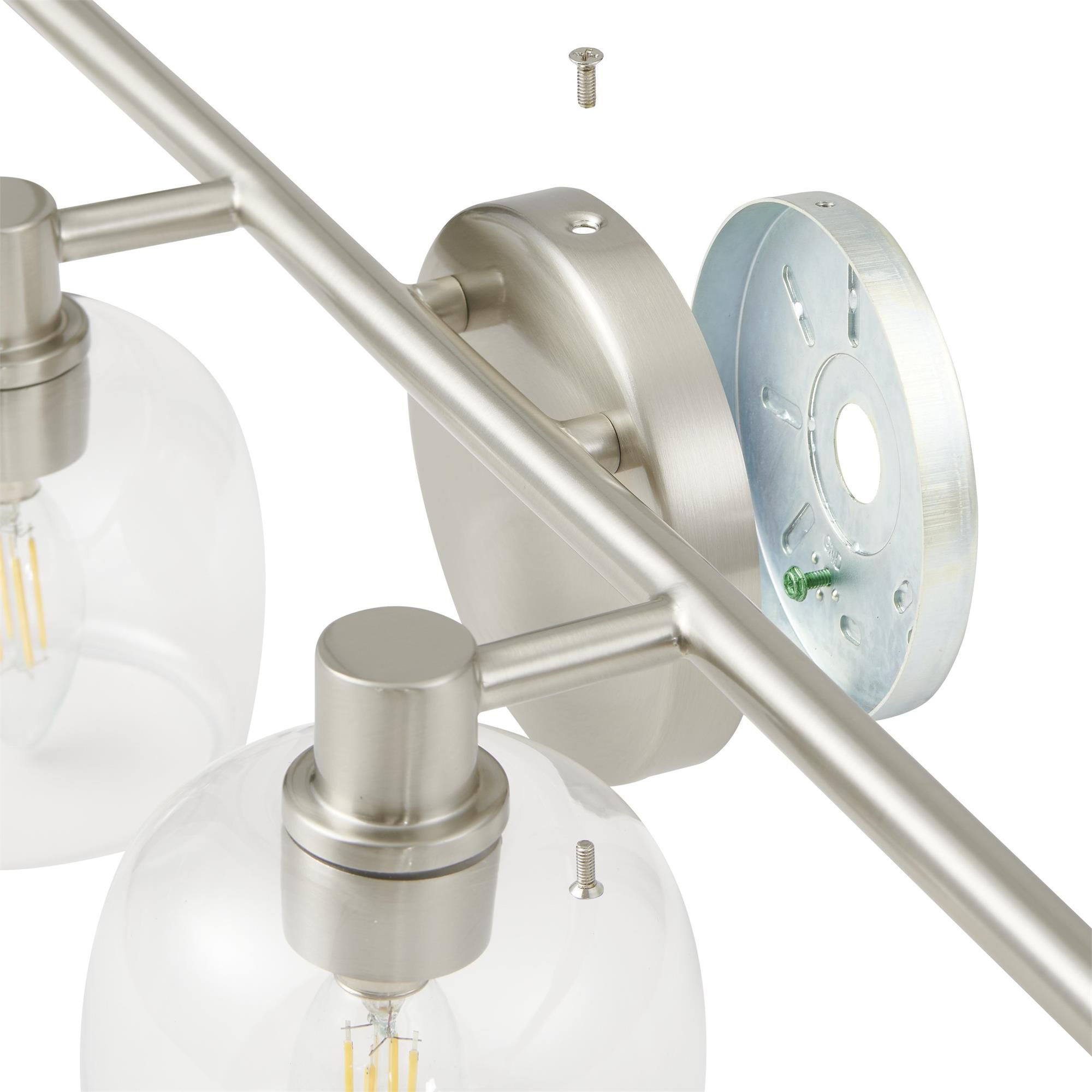 Shown in Brushed Nickel finish and Clear glass