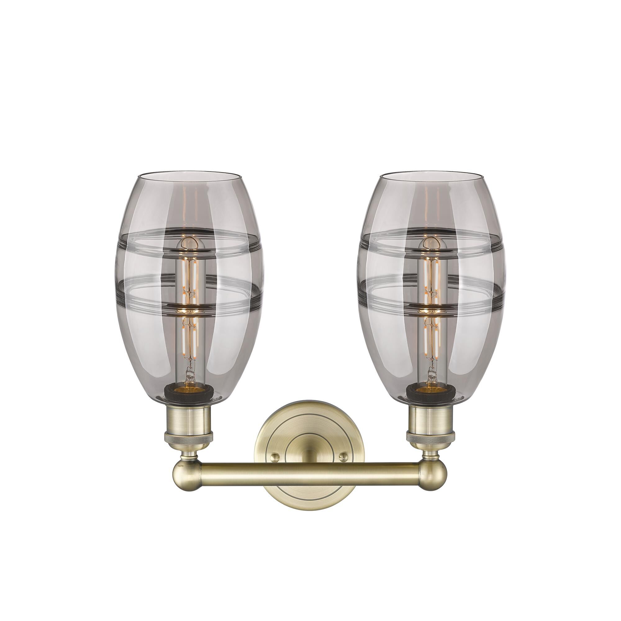 Shown in Antique Brass finish and Light Smoke glass