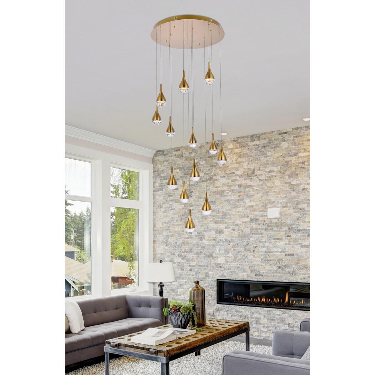 Shown in Satin Gold finish and Clear Royal Cut crystal