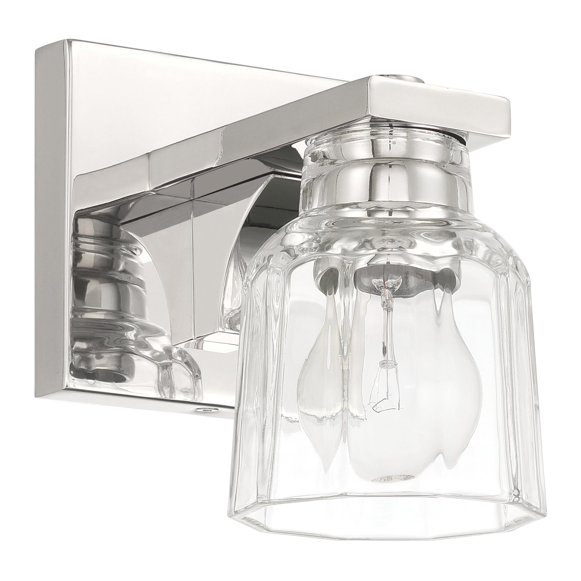 Shown in Polished Nickel finish and Clear Ribbed glass