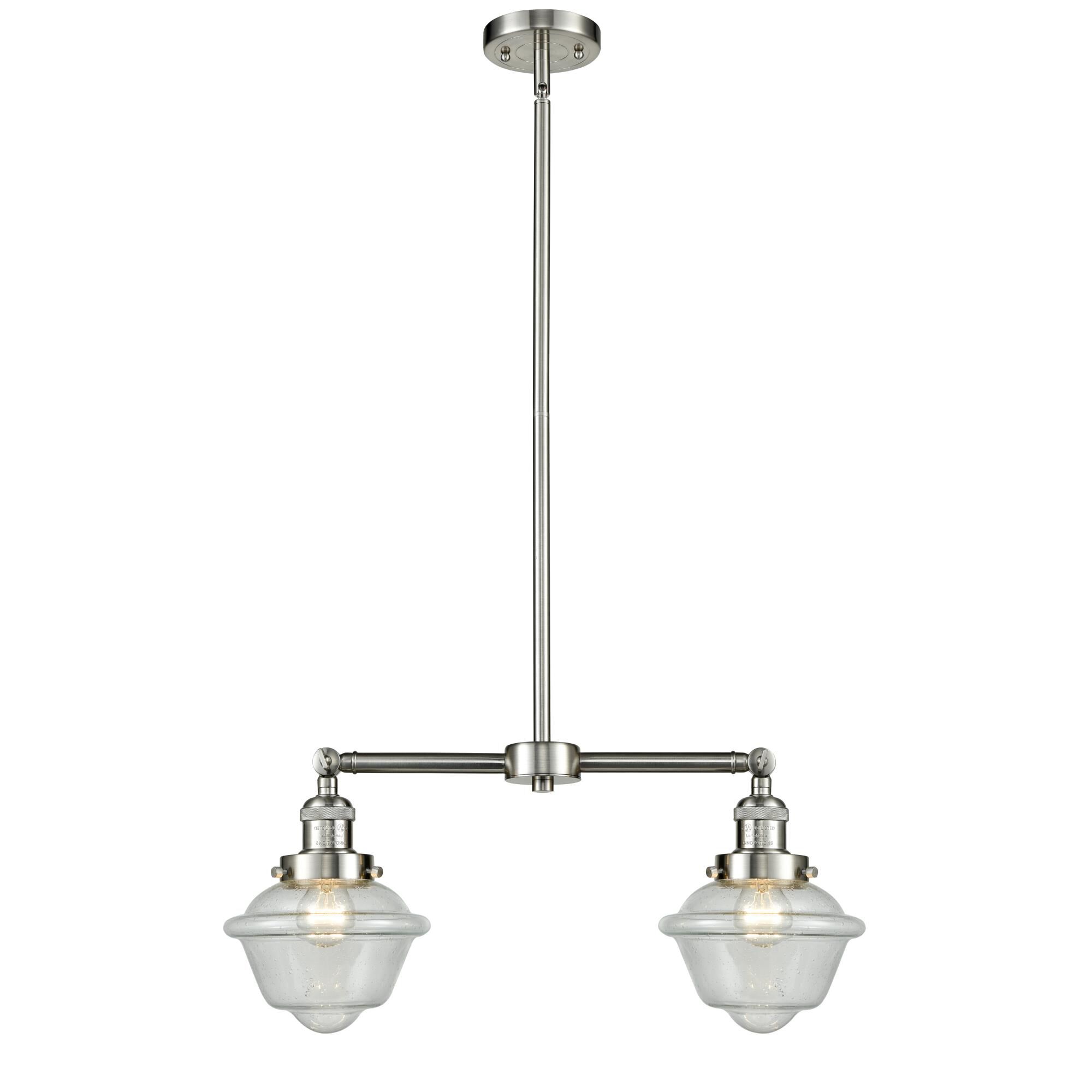 Shown in Brushed Satin Nickel finish and Seedy glass