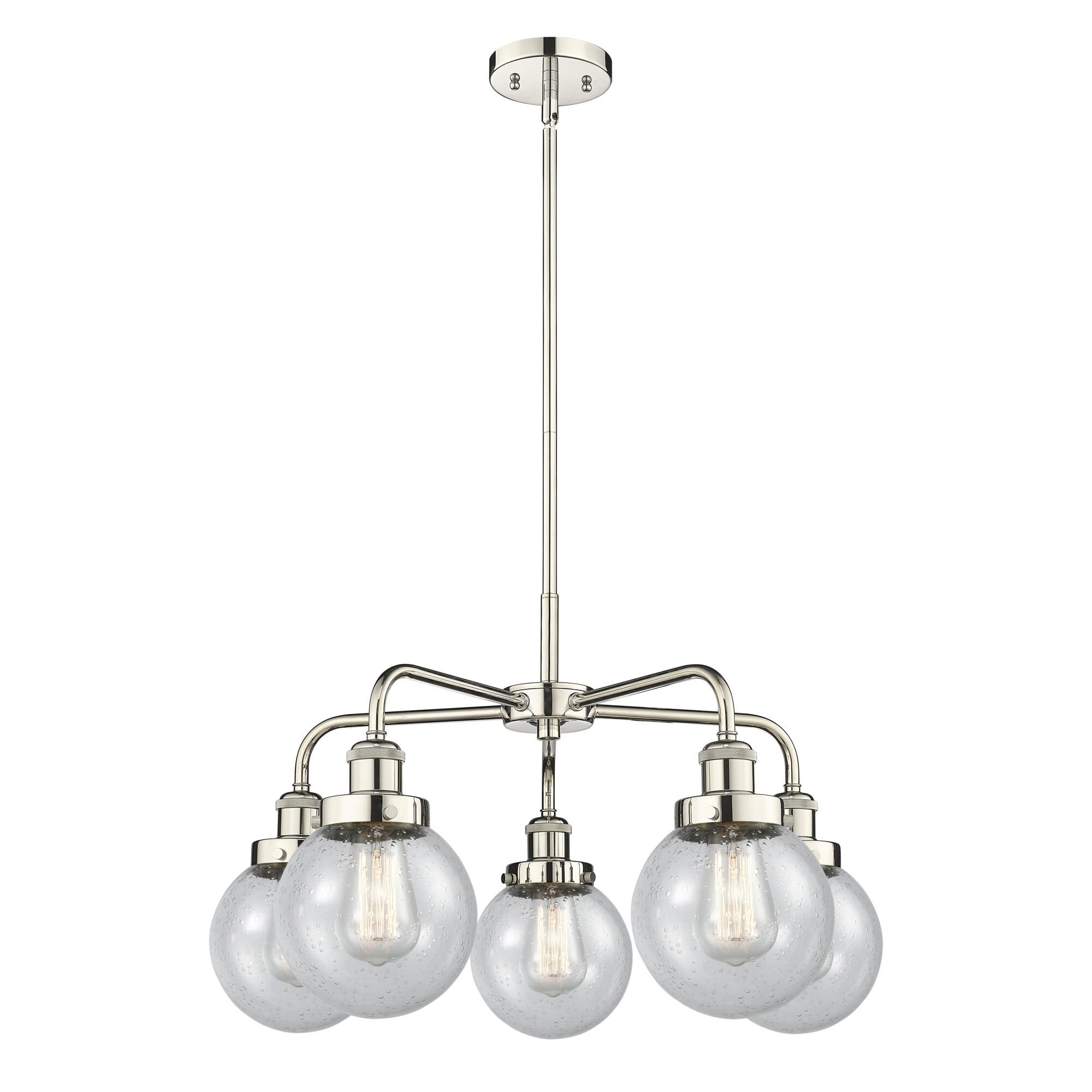 Shown in Polished Nickel finish and Seedy glass