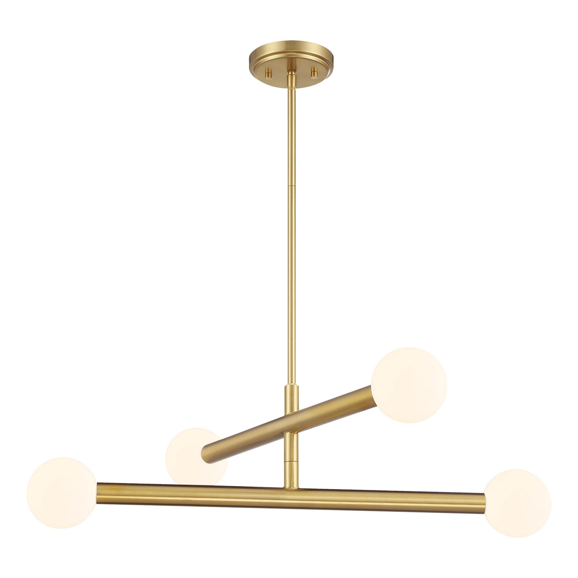 Shown in Natural Brass finish and White Opal glass