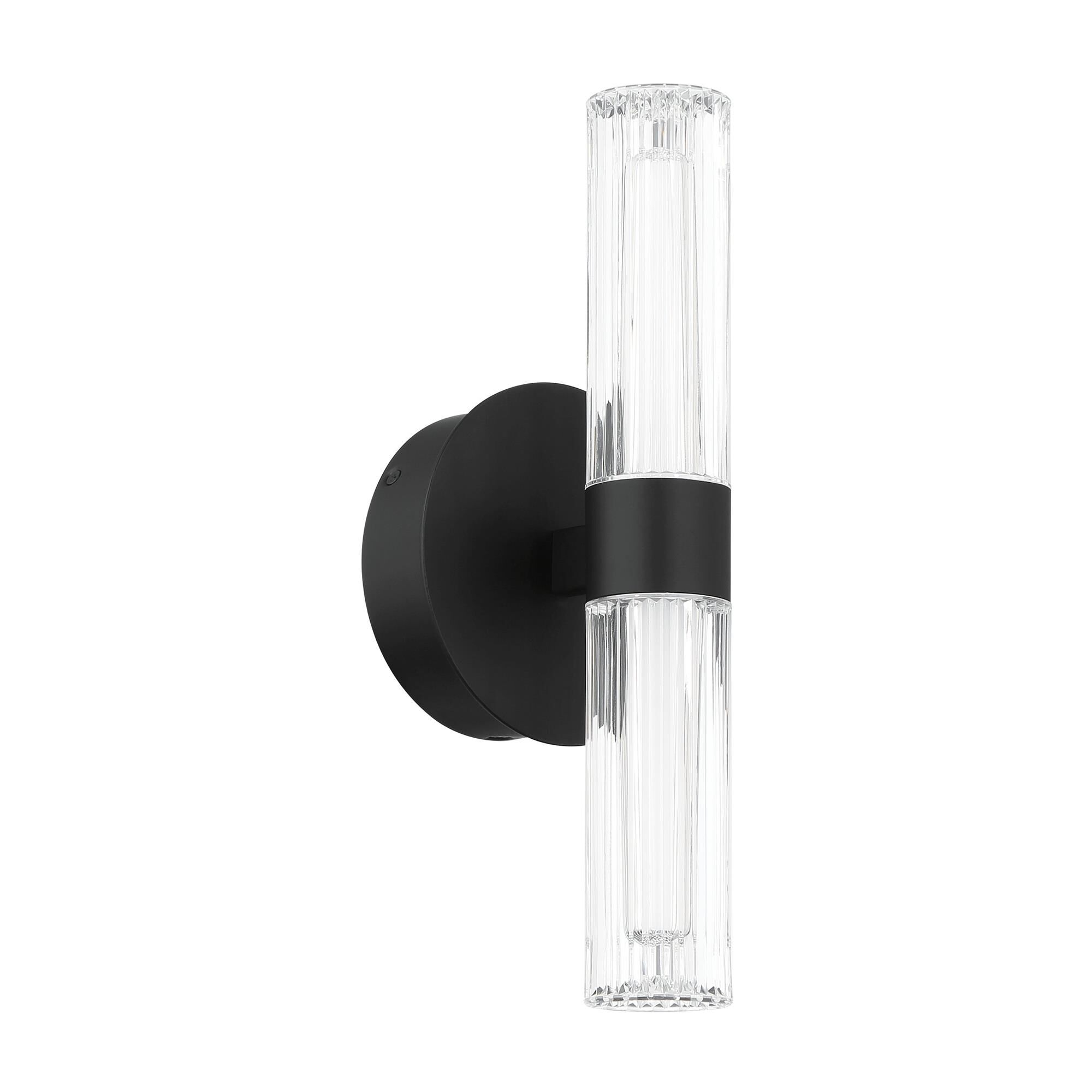 Shown in Matte Black finish and Clear Ribbed, White glass