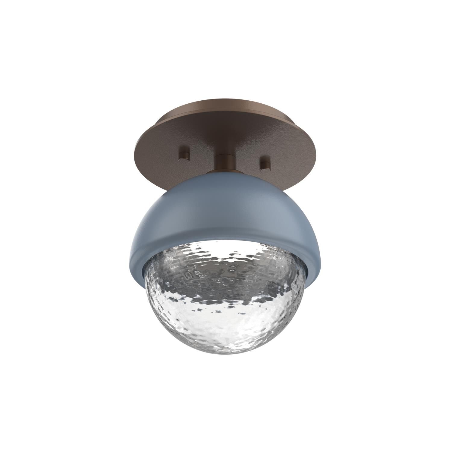 Shown in Burnished Bronze finish and Clear glass and Poppy Blue accent