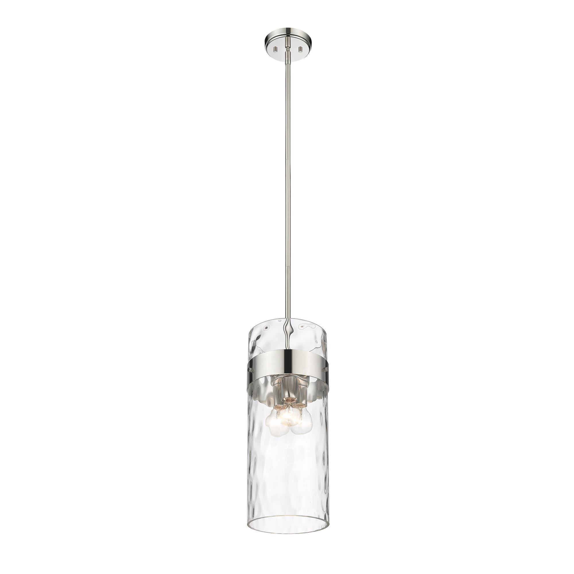 Shown in Polished Nickel finish and Glass shade