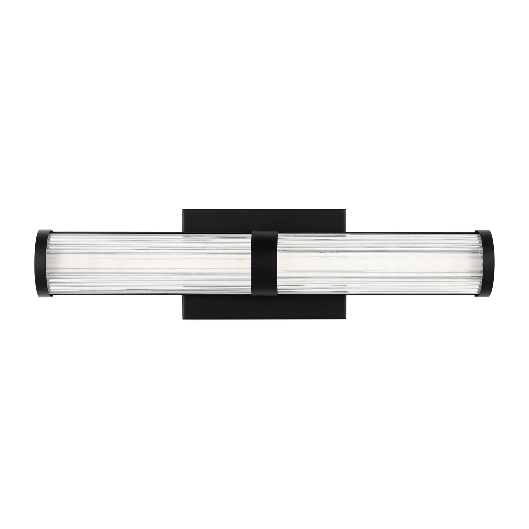Shown in Midnight Black finish and Frosted glass and Frosted Acrylic Diffuser And Clear Fluted Glass shade