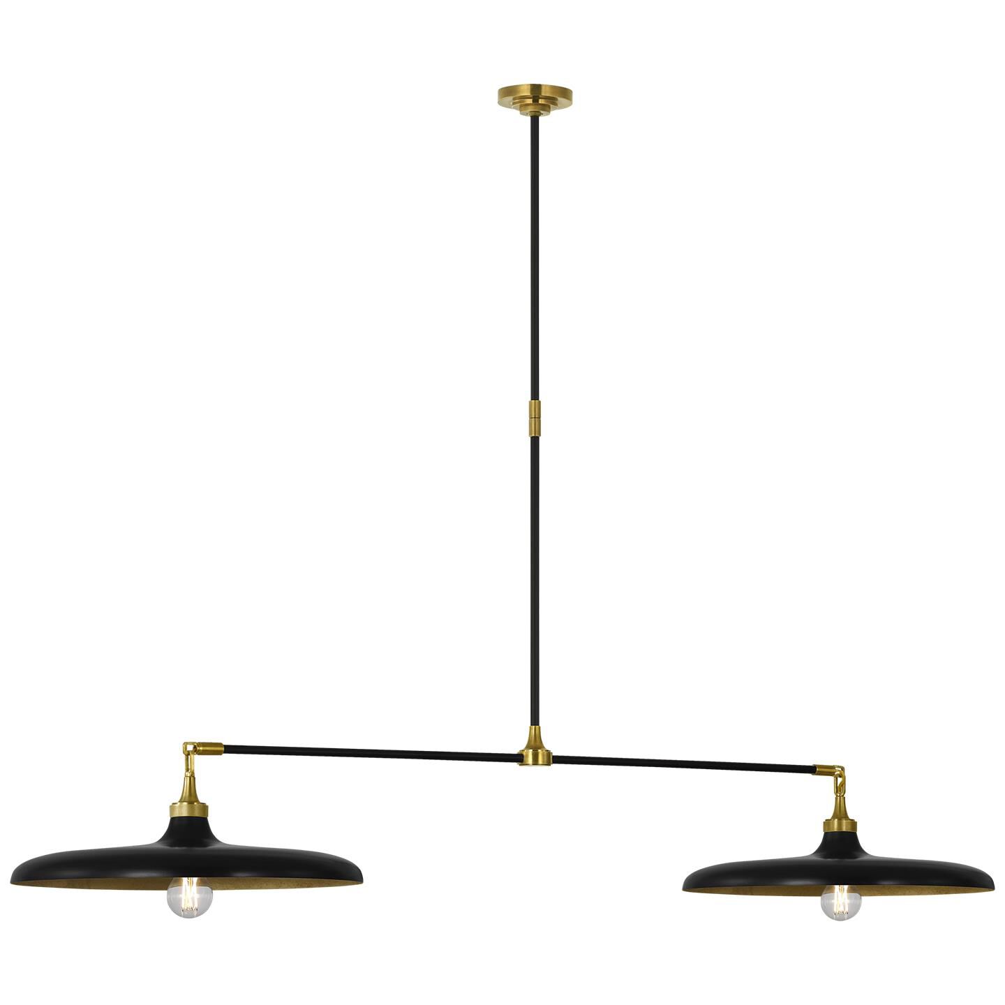 Shown in Hand-Rubbed Antique Brass and Aged Iron finish and Aged Iron shade