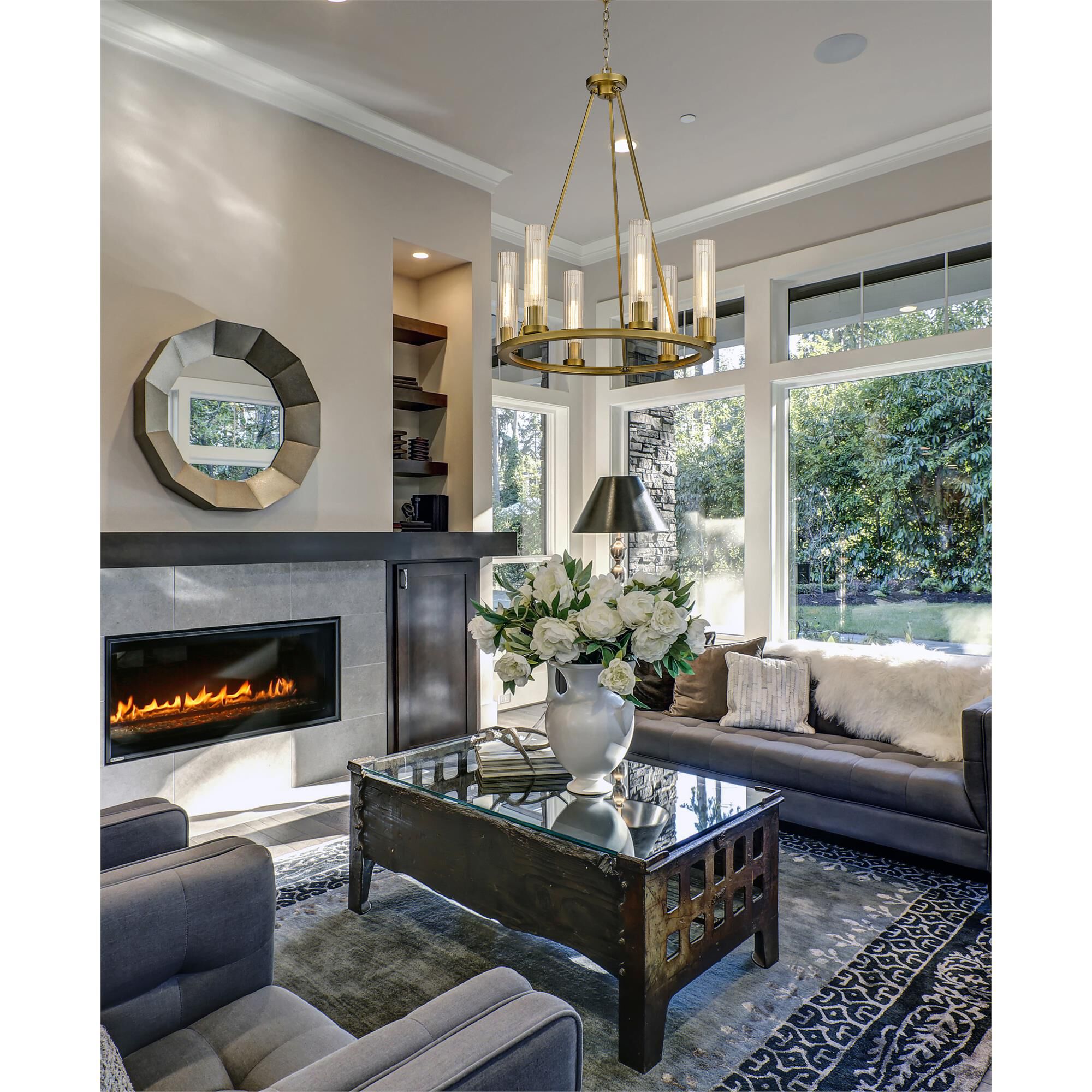Shown in Rubbed Brass finish and Clear glass and No Shade shade