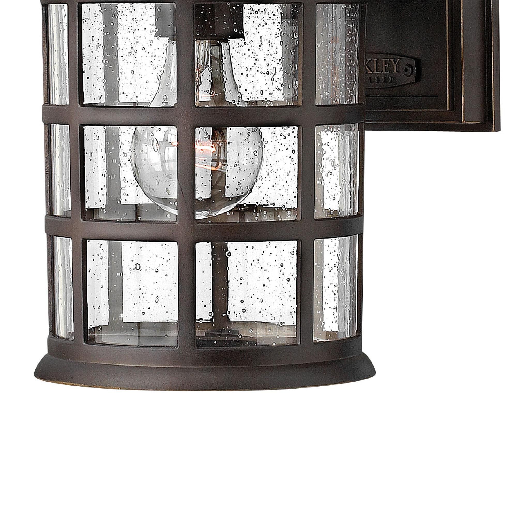 Shown in Oil Rubbed Bronze finish and Clear Seedy glass