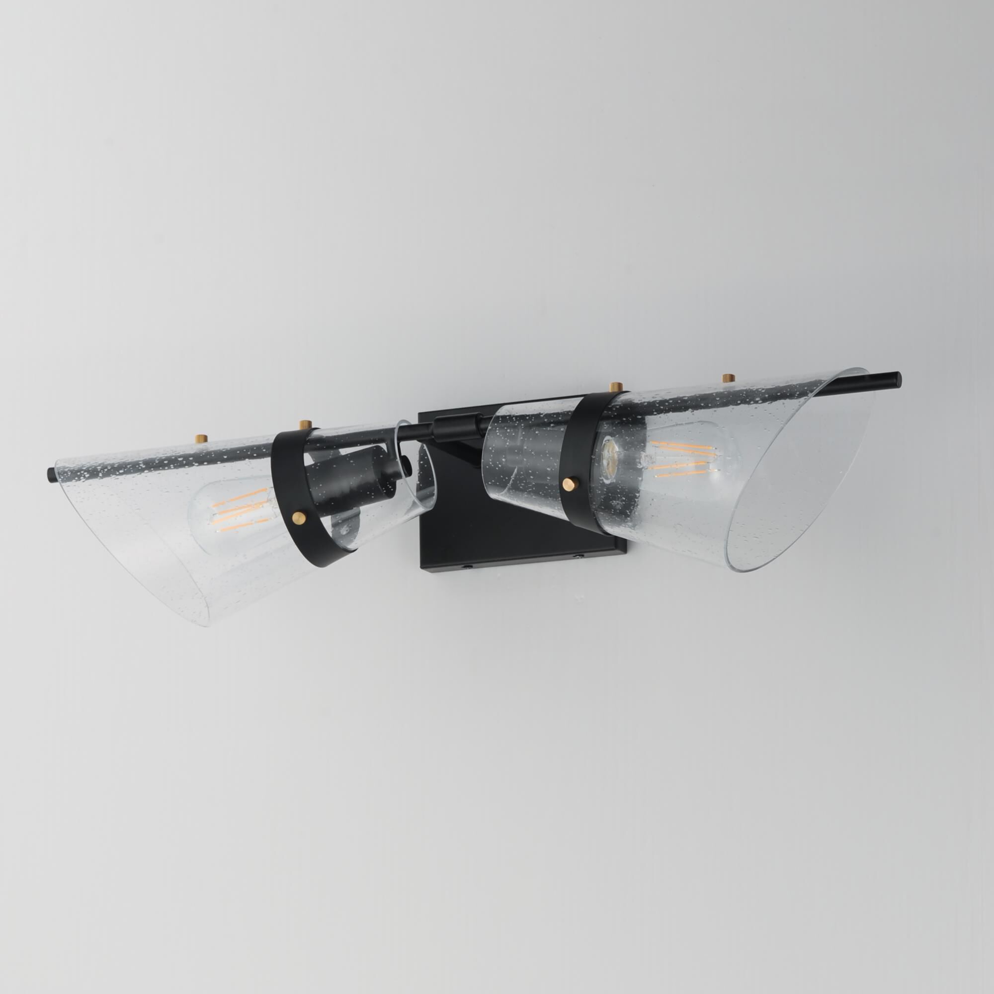 Shown in Dark Bronze and Antique Brass finish and Seedy glass